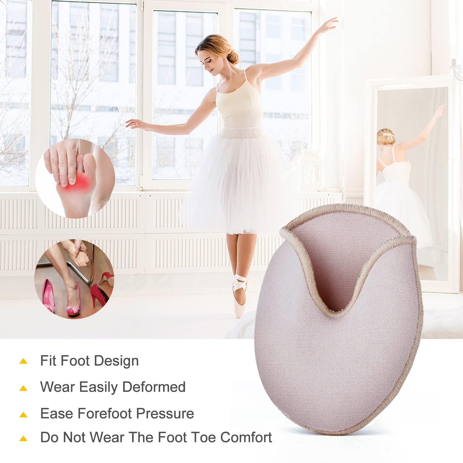 Povihome Almohadillas para proteger los dedos de los pies, cubierta de gel para los dedos de las mujeres 5-7 para talón, ballet, zapatos de punta, 1