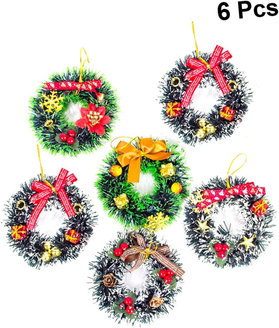 NOLITOY 12 Pcs Christmas Party Favors Xmas Wreath Artificial Christmas Wreath Christmas Tree Wreath Ornament Decoration Tiny Christmas Wreath
