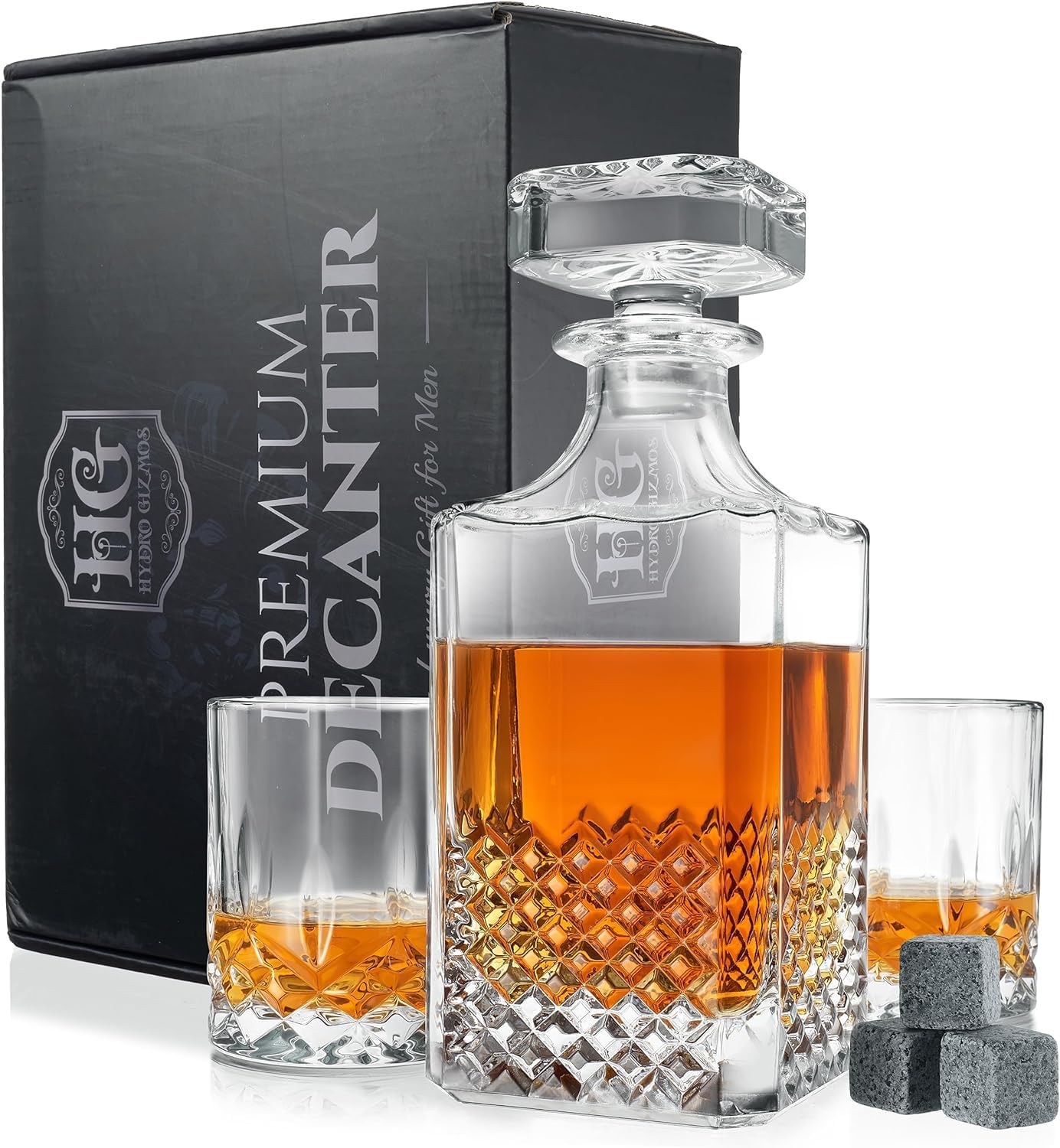 Regalo de lujo para hombres  Juego de decantador de whisky para tu querido esposo o papá  2 vasos de whisky y decantador es una gran idea de regalo