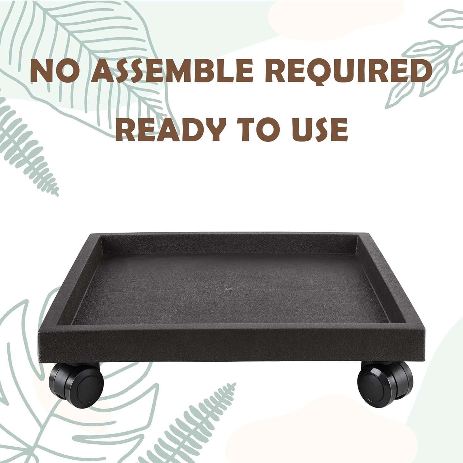 NAZKAEN Plato cuadrado de 9.8 pulgadas con ruedas, soporte de maceta con ruedas resistente para plantas en maceta, bandeja base de rodillo con