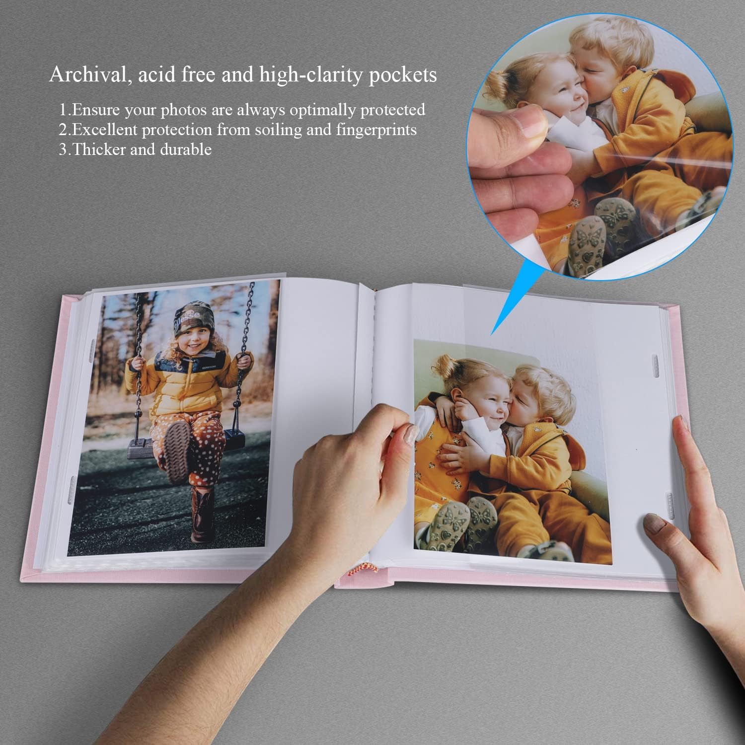 Álbum de fotos de 4 x 6 pulgadas con capacidad para 60 fotos con bolsillos verticales deslizantes, libro de fotos, cubierta de lino, álbumes de
