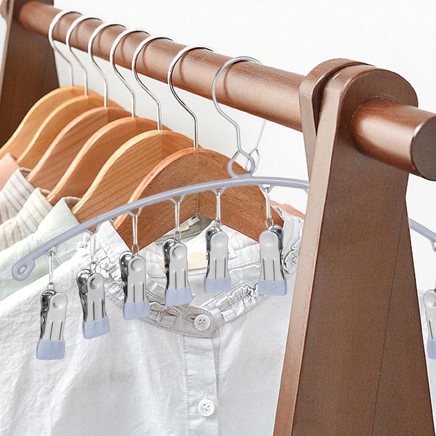 Alipis Organizador de sombreros para percha, calcetines de metal para gorras de béisbol para armario con 20 clips, soporte para sombreros a prueba