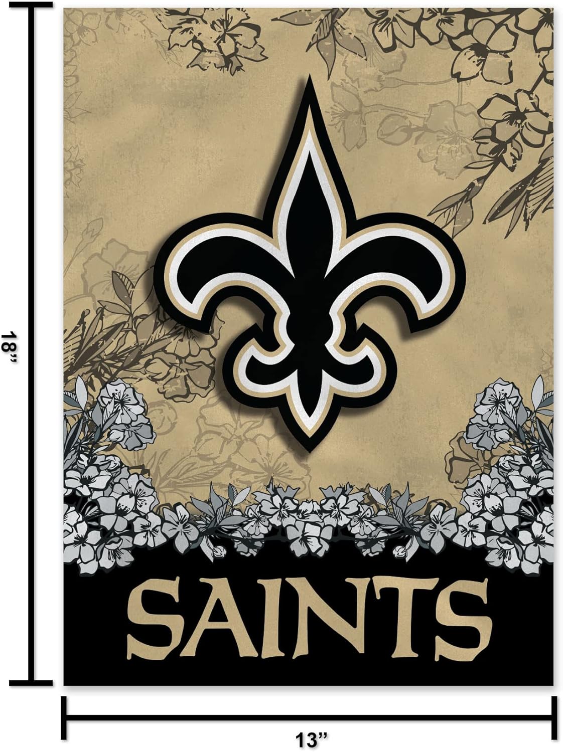 Rico Industries NFL New Orleans Saints Primary – Bandera de jardín de doble cara de 13 x 18 pulgadas