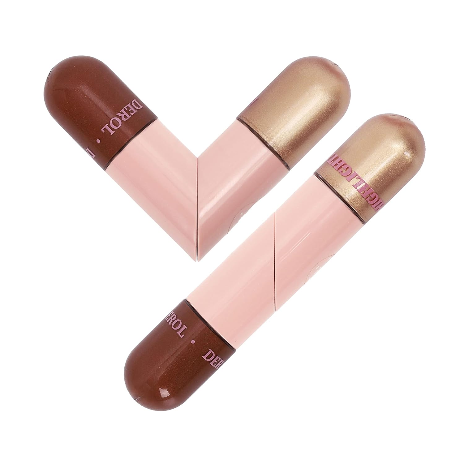 Contorno líquido 2 en 1 e iluminador líquido con aplicador integrado en diseño de tubo de corazón plegable, perfecto para contornos y resaltados