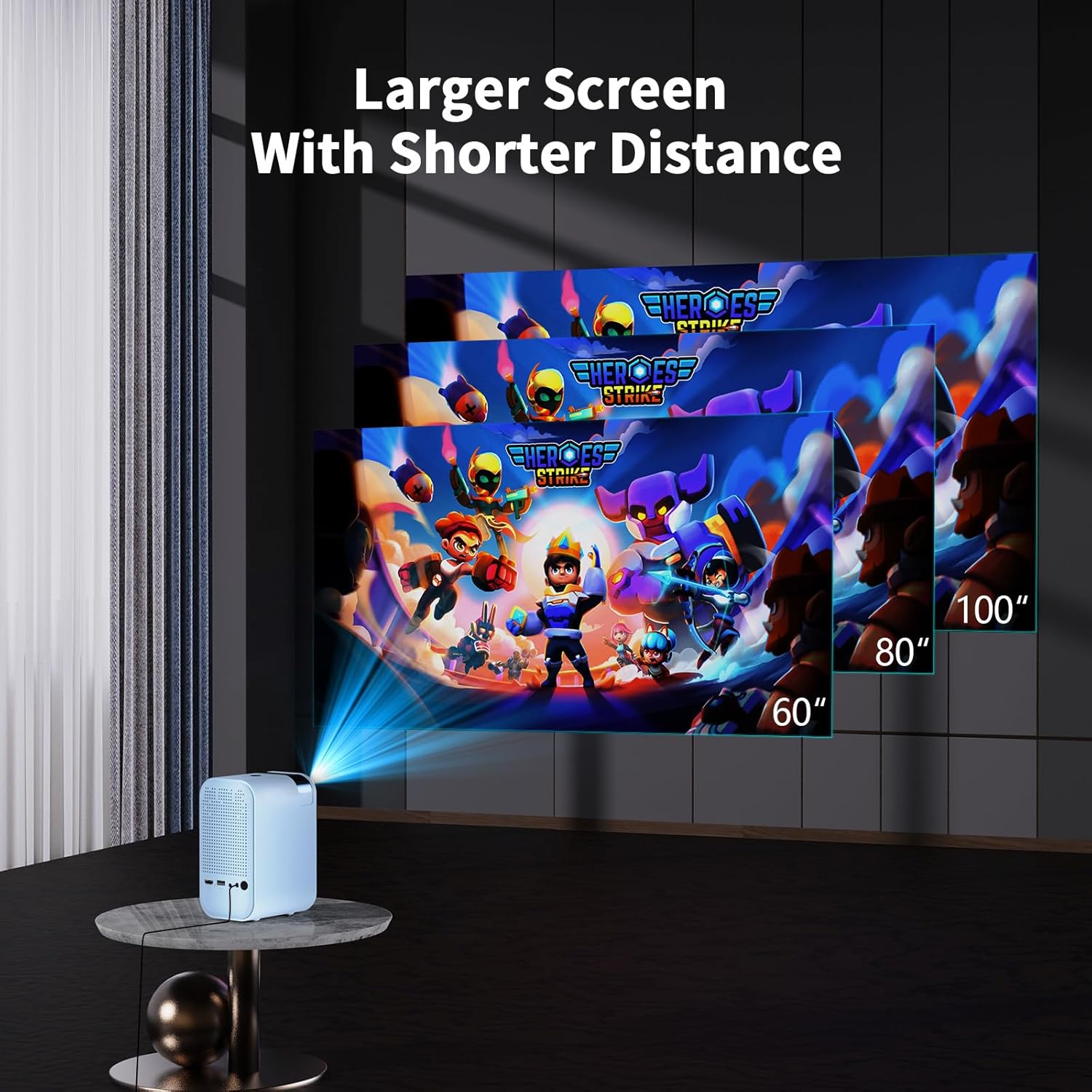 Mini proyector con WiFi 5G y Bluetooth, proyector compatible con 1080P con soporte para proyector, proyector de películas compatible con iOSteléfono