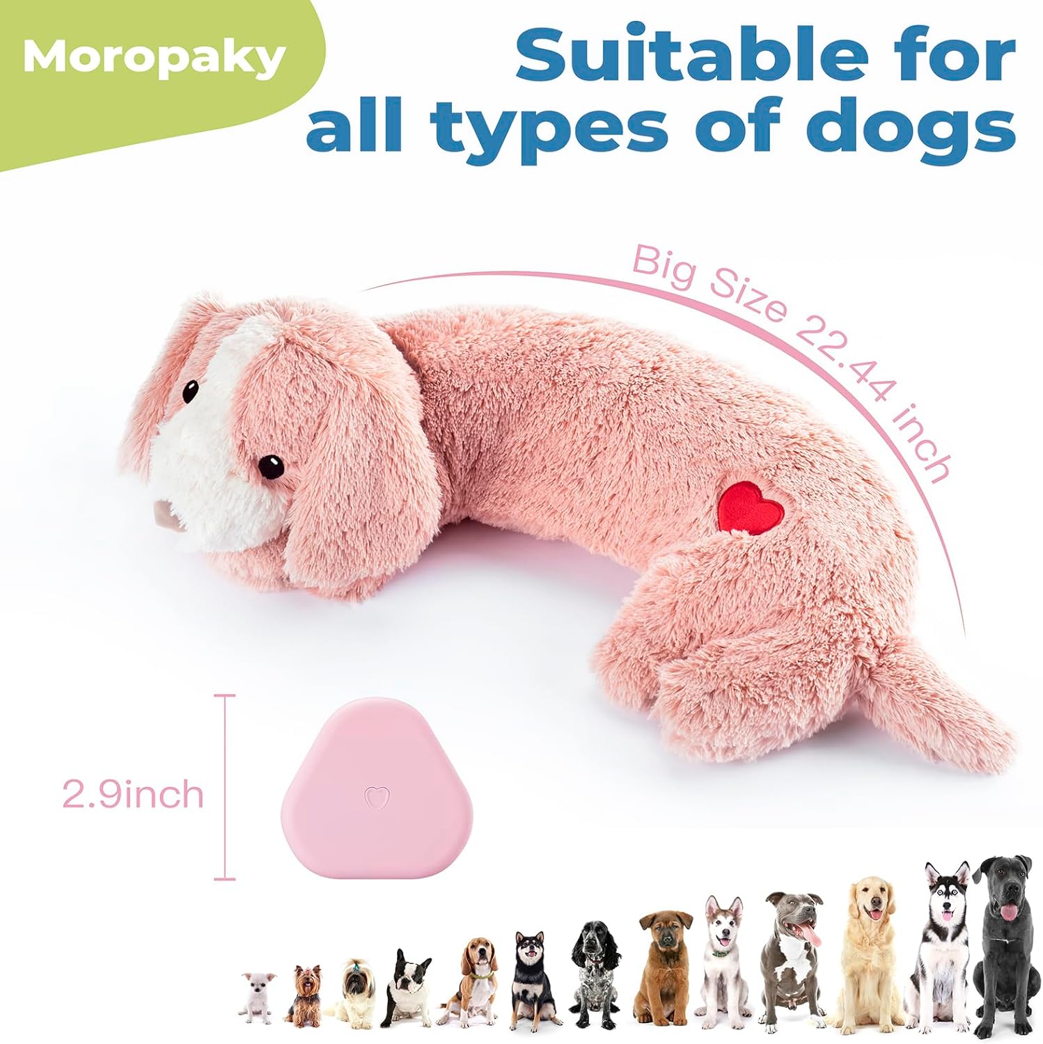 Heartbeat – Juguete de peluche para cachorros con latido del corazón para ayudar a calmar el perro, juguete para aliviar la ansiedad de las