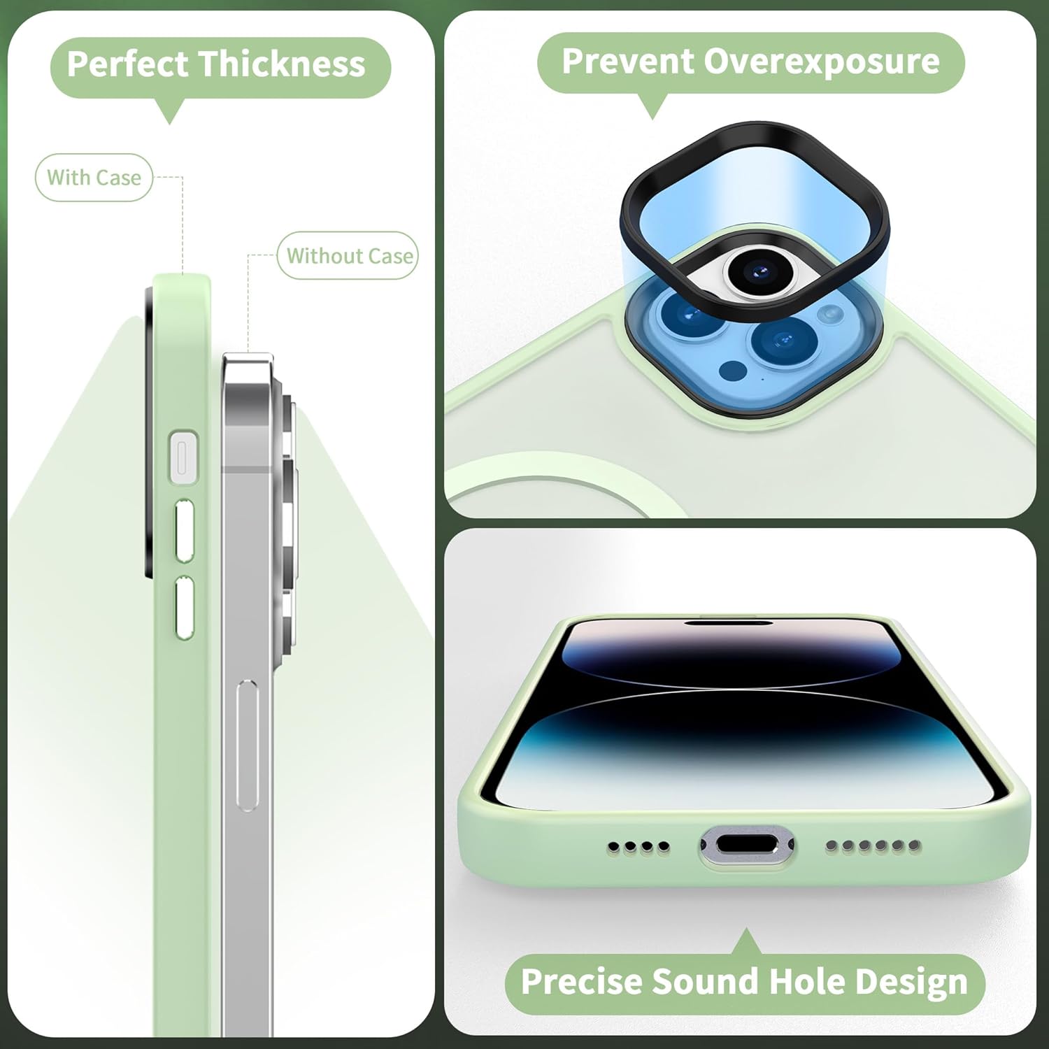 CACOE Funda magnética para iPhone 14 Pro de 6.1 pulgadas, compatible con MagSafe y soporte magnético para teléfono de automóvil, funda delgada de