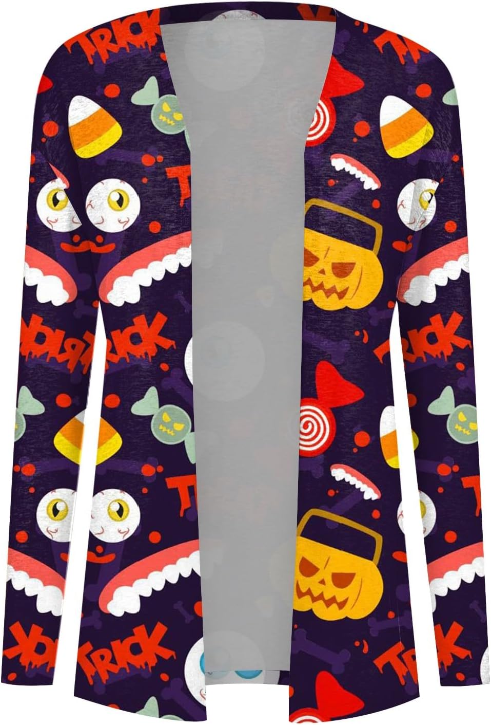 FQZWONG Cárdigan para mujer, a la moda, ligero, casual, de manga larga, parte delantera abierta, ropa de otoño, disfraces de Halloween