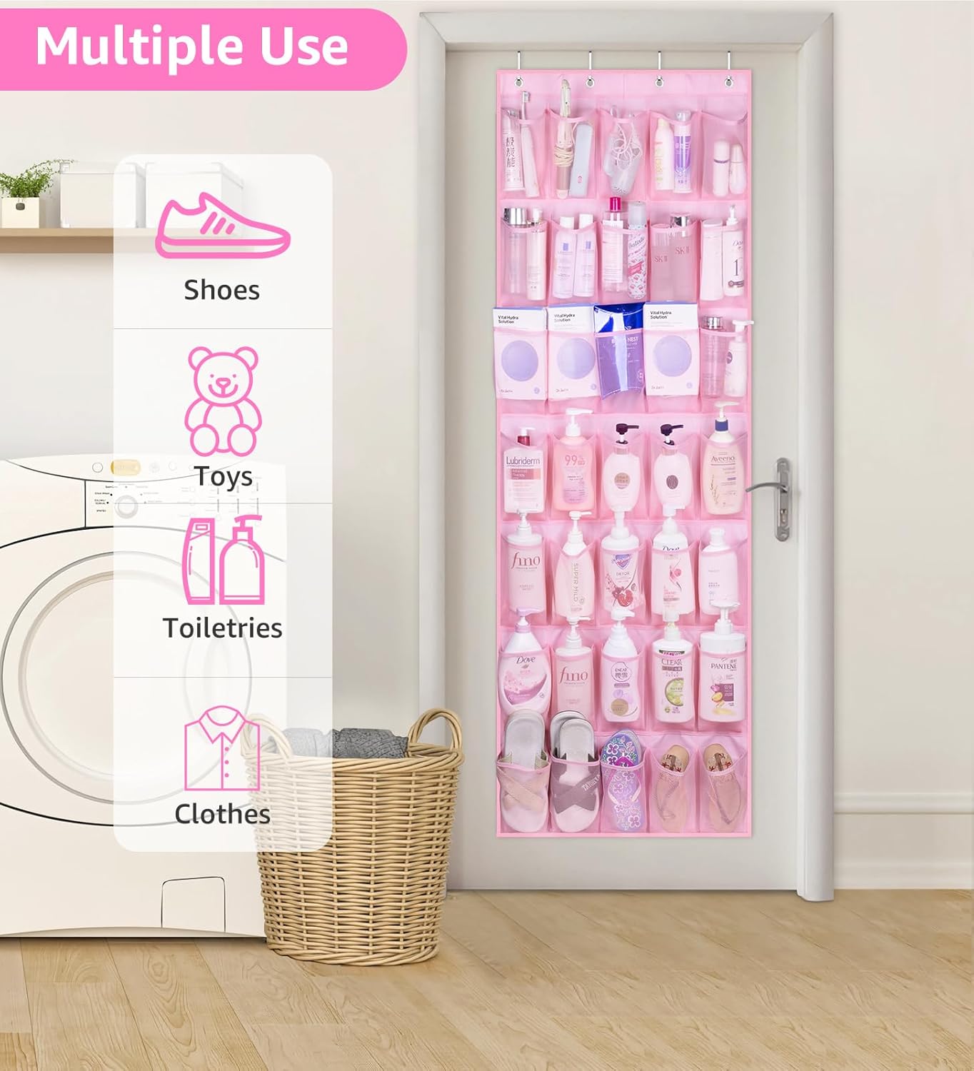 MISSLO Organizador de zapatos para niños de 35 bolsillos para bebé, duradero, Oxford, para armario, lindo almacenamiento de zapatos sobre la puerta,