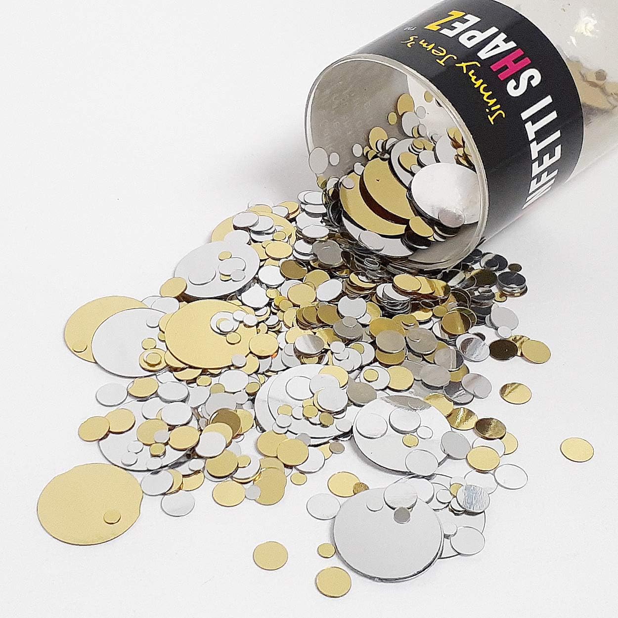 Círculo de confeti nuevo burbujeante (3 tamaños) dorado, plata – paquete al por menor #8475 QS0