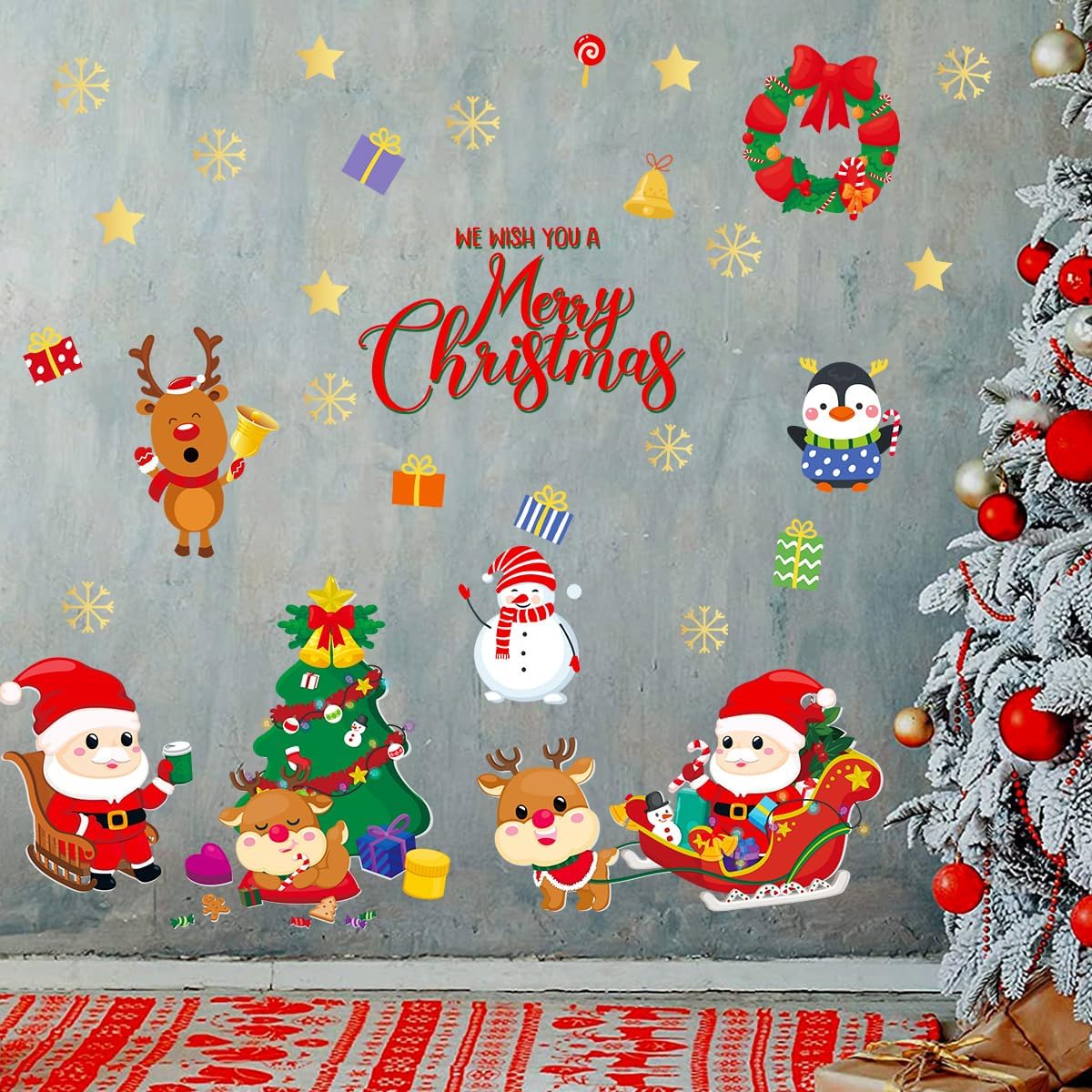 Calcomanías de pared de Navidad, calcomanías de pared de Navidad extraíbles, calcomanías de pared de Navidad, calcomanías de pared de Navidad,