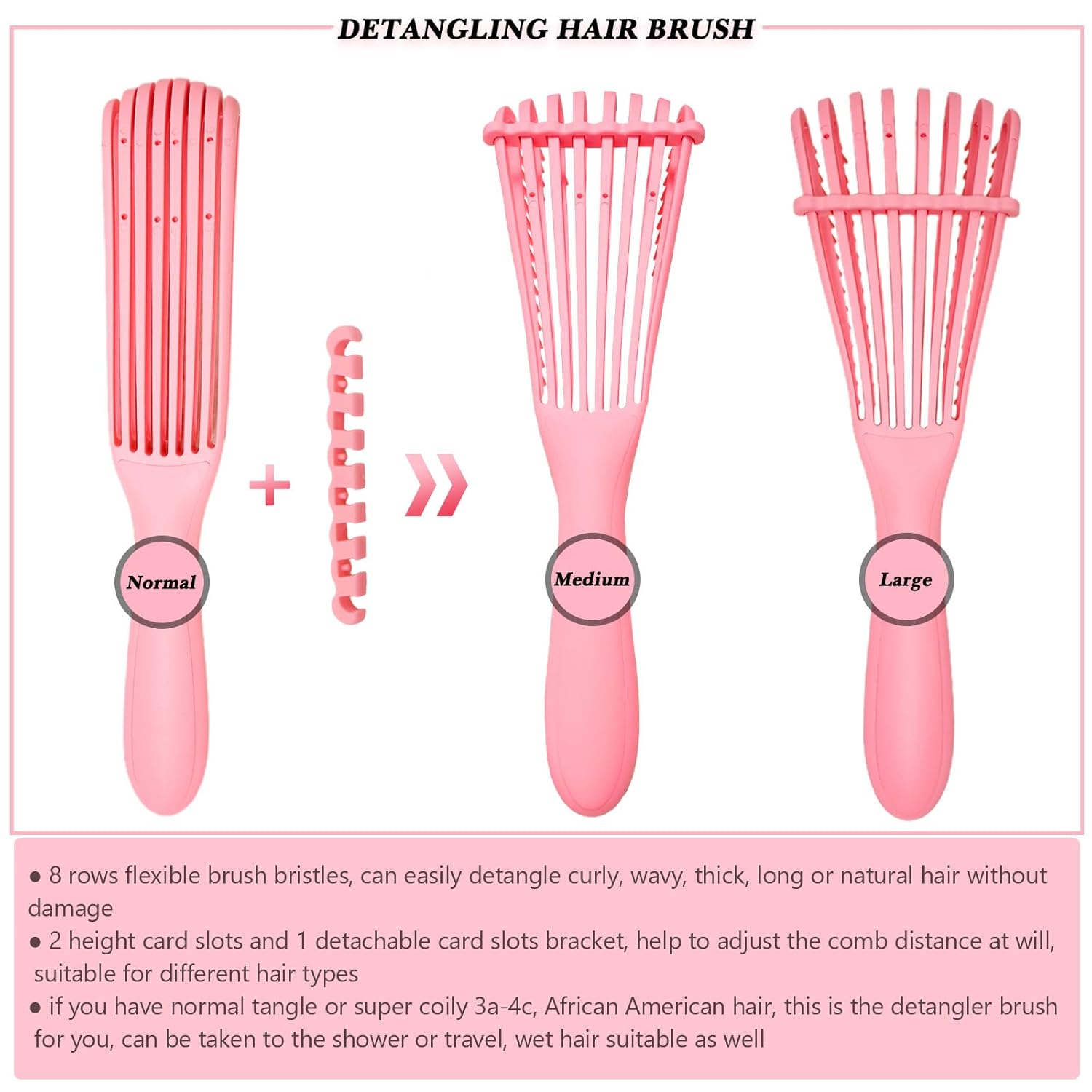 Cepillo desenredante para mujer, cabello rizado y húmedo, cepillo desenredante, peine de dientes anchos, peines de cola de rata para separar el