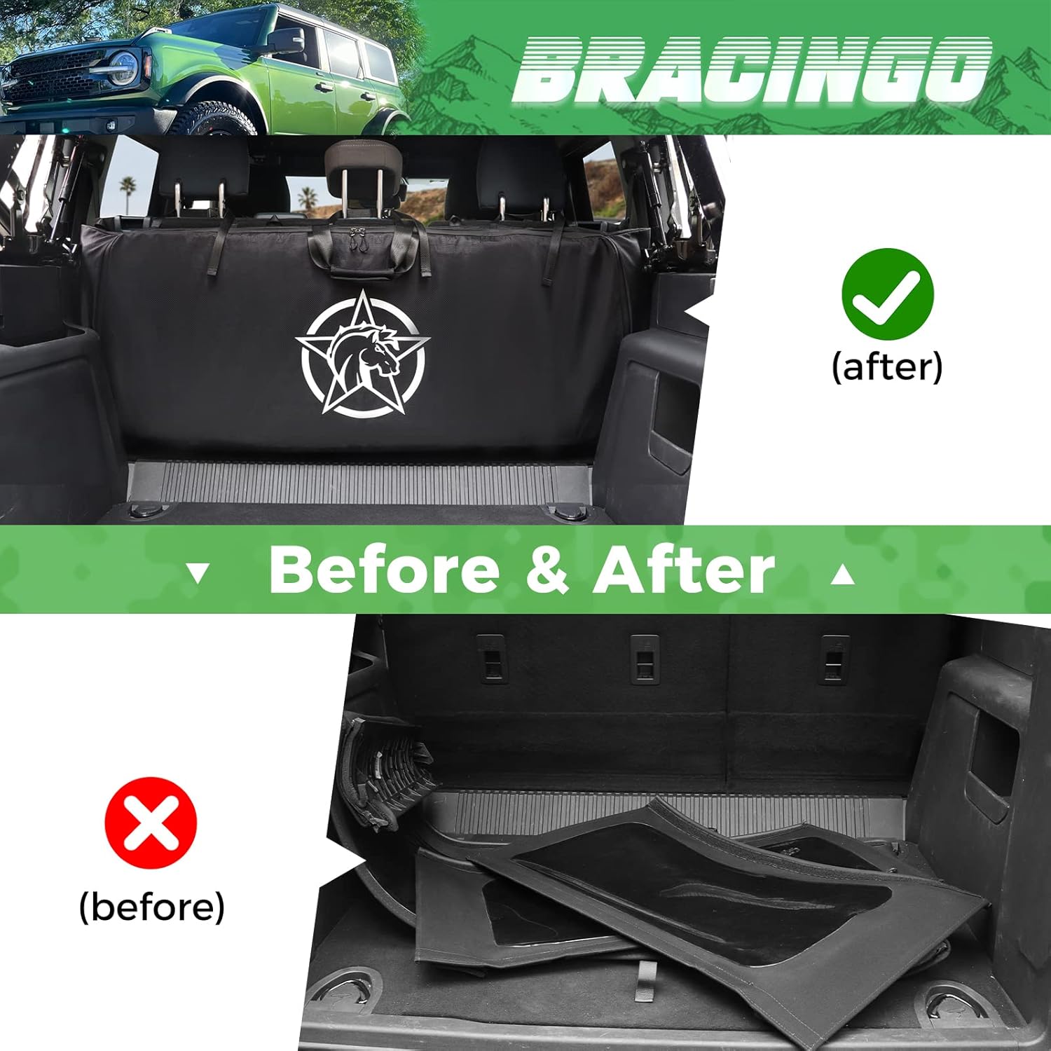 Bolsa de almacenamiento para ventana superior suave compatible con Ford Bronco de 4 puertas, parte superior suave 2021 2022, organizador superior