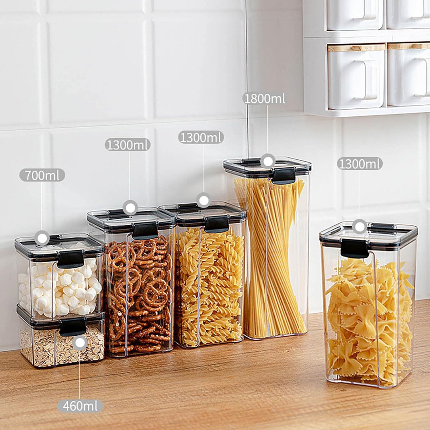 Contenedores herméticos de almacenamiento de alimentos con tapas para organización de cocina, recipientes de plástico para almacenamiento de