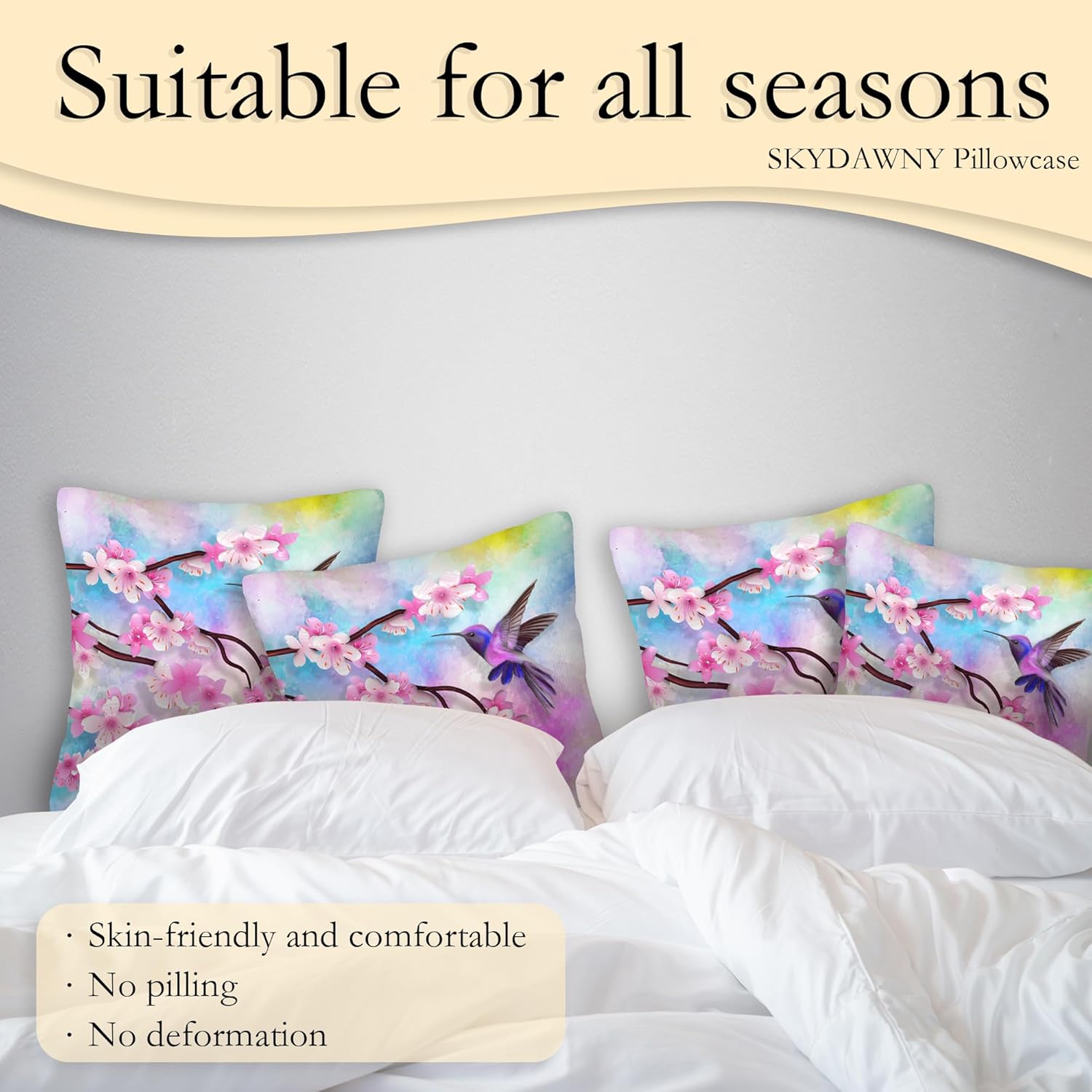 SKYDAWNY Juego de 2 fundas de almohada decorativas de 18 x 18 pulgadas, diseño de flor de cerezo para el hogar, sala de estar, cama, sofá,