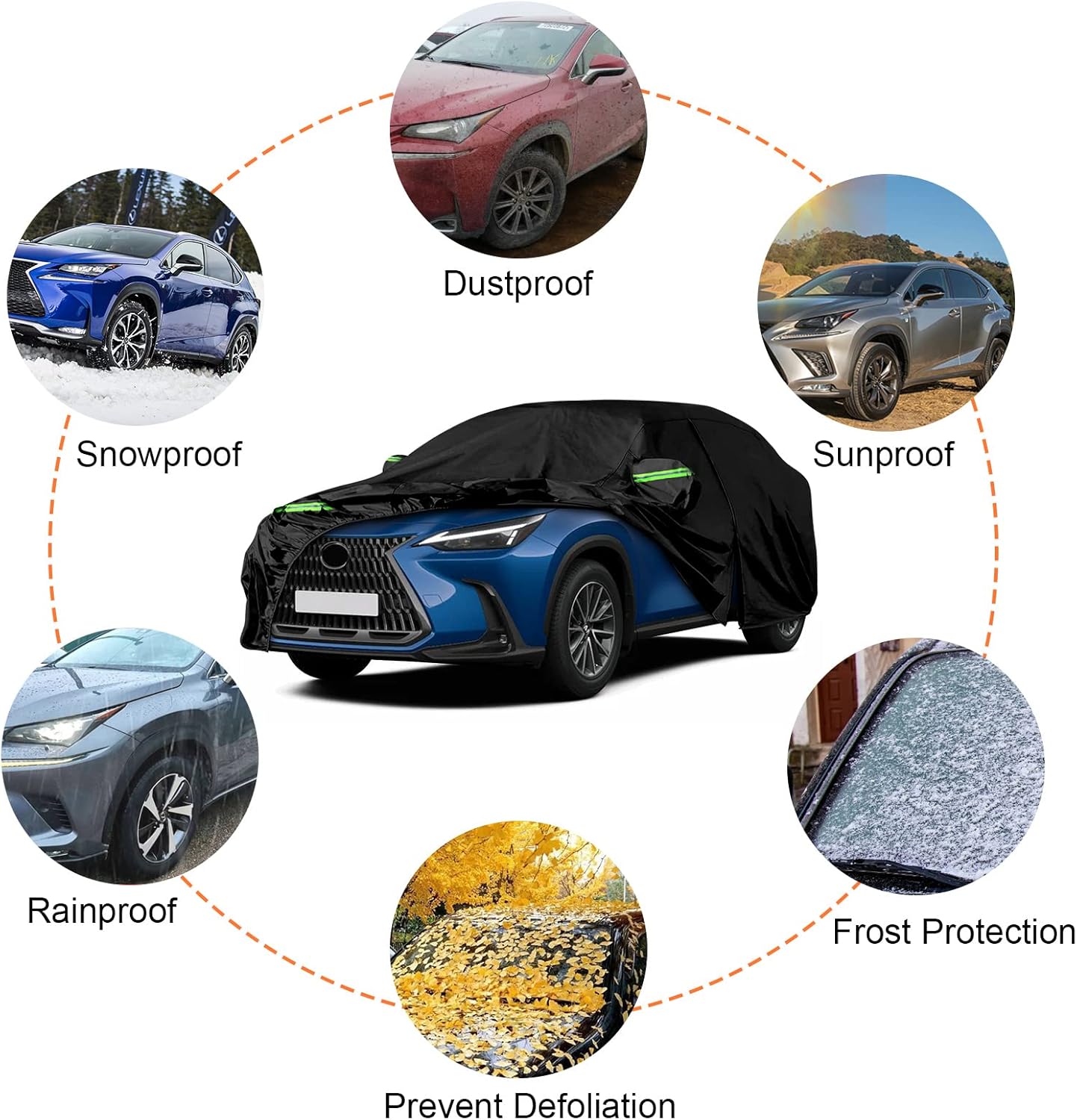 Fundas impermeables de repuesto para Lexus NX300 NX 350 F Sport 2015-2024, 6 capas para todo tipo de clima, ajuste personalizado, con puerta con