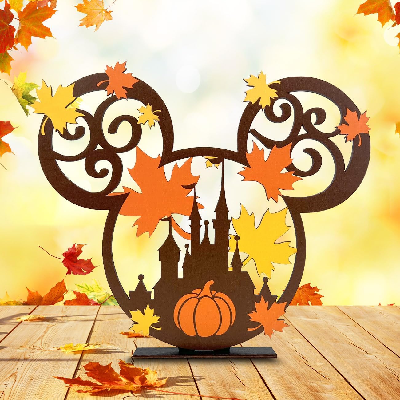 Letreros de decoración de mesa con texto en inglés “Happy Fall”, centro de mesa de madera de Acción de Gracias para otoño, cosecha de Acción de