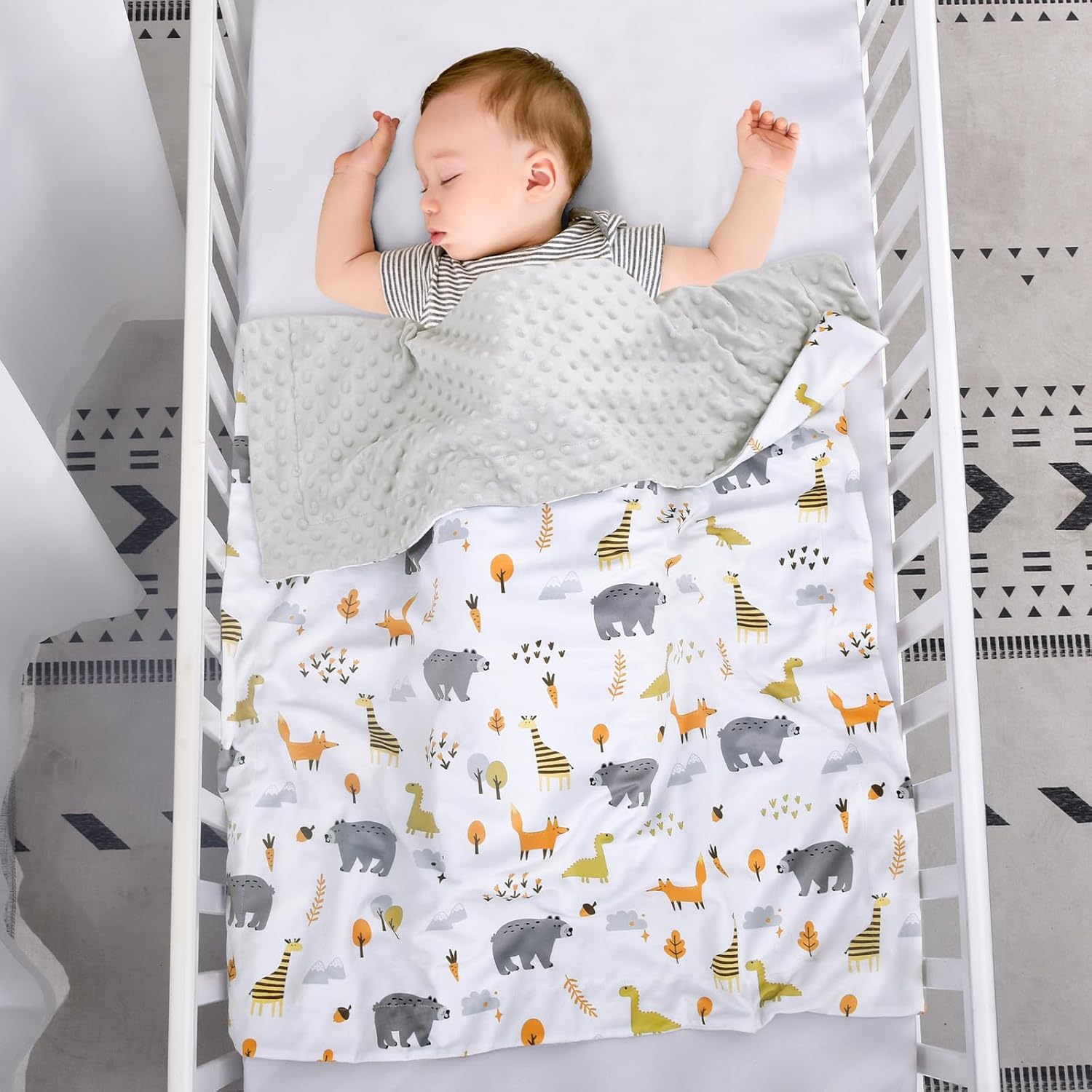 PHF Minky – Manta de bebé para niños y niñas, 40 x 50 pulgadas, manta neutra de doble capa con respaldo de puntos, manta de recepción unisex para