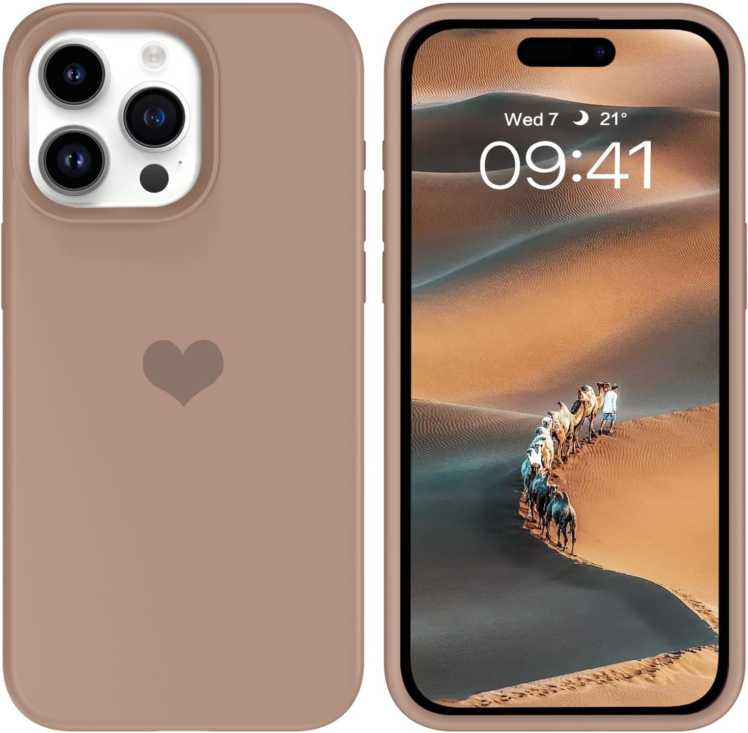 BENTOBEN Funda de teléfono compatible con iPhone 15 Pro Max de 6.7 pulgadas, diseño de corazón lindo de silicona, goma de gel suave, a prueba de
