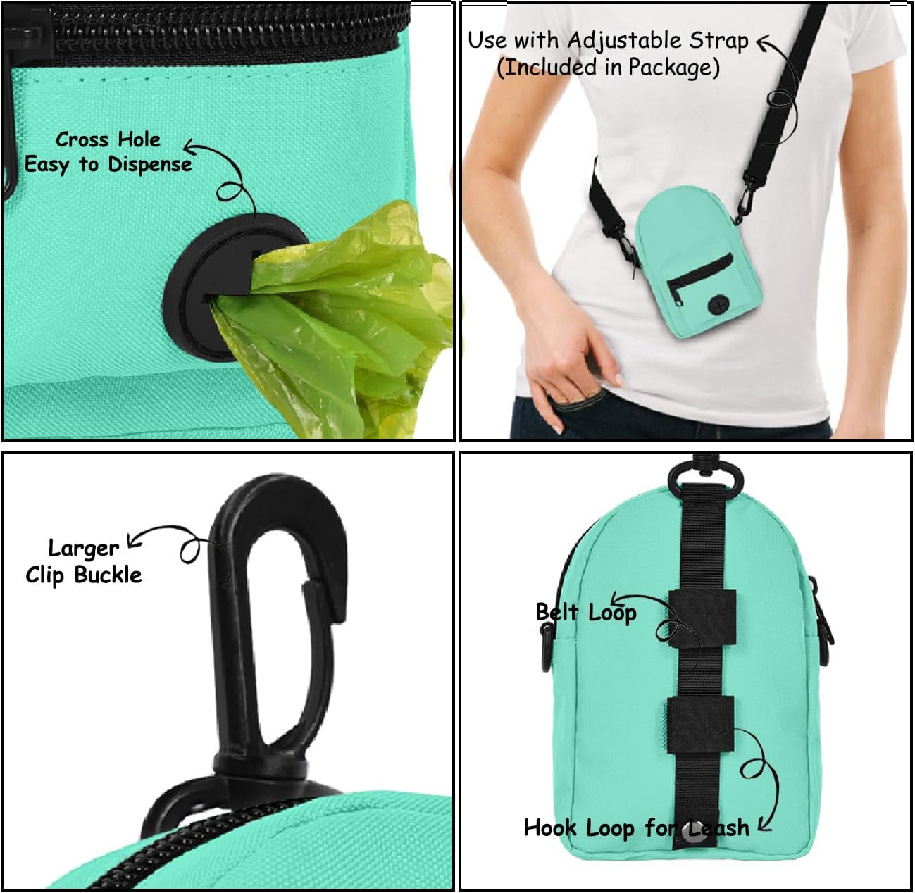 Dispensador de bolsas para excrementos de perro, dispensador de bolsas de residuos, bolsas delanteras traseras para bolsas de basura de mascotas y