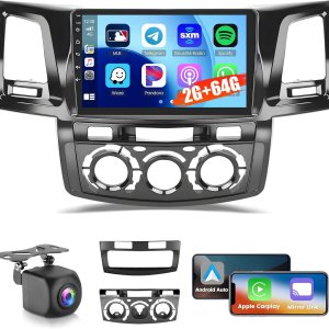 Hikity 2+64 GB para Toyota Fortuner Hilux 2005-2014 Android estéreo del coche con Carplay Android Auto 9 pulgadas pantalla táctil Radio soporte GPS Hikity 2+64 GB para Toyota Fortuner Hilux 2005-2014 Android estéreo del coche con Carplay Android Auto 9 pulgadas pantalla táctil Radio soporte GPS