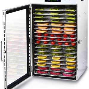 Deshidratador de alimentos 18 bandejas de acero inoxidable, máquina secadora de alimentos para carne seca de res, carne, verduras y frutas, con Deshidratador de alimentos 18 bandejas de acero inoxidable, máquina secadora de alimentos para carne seca de res, carne, verduras y frutas, con