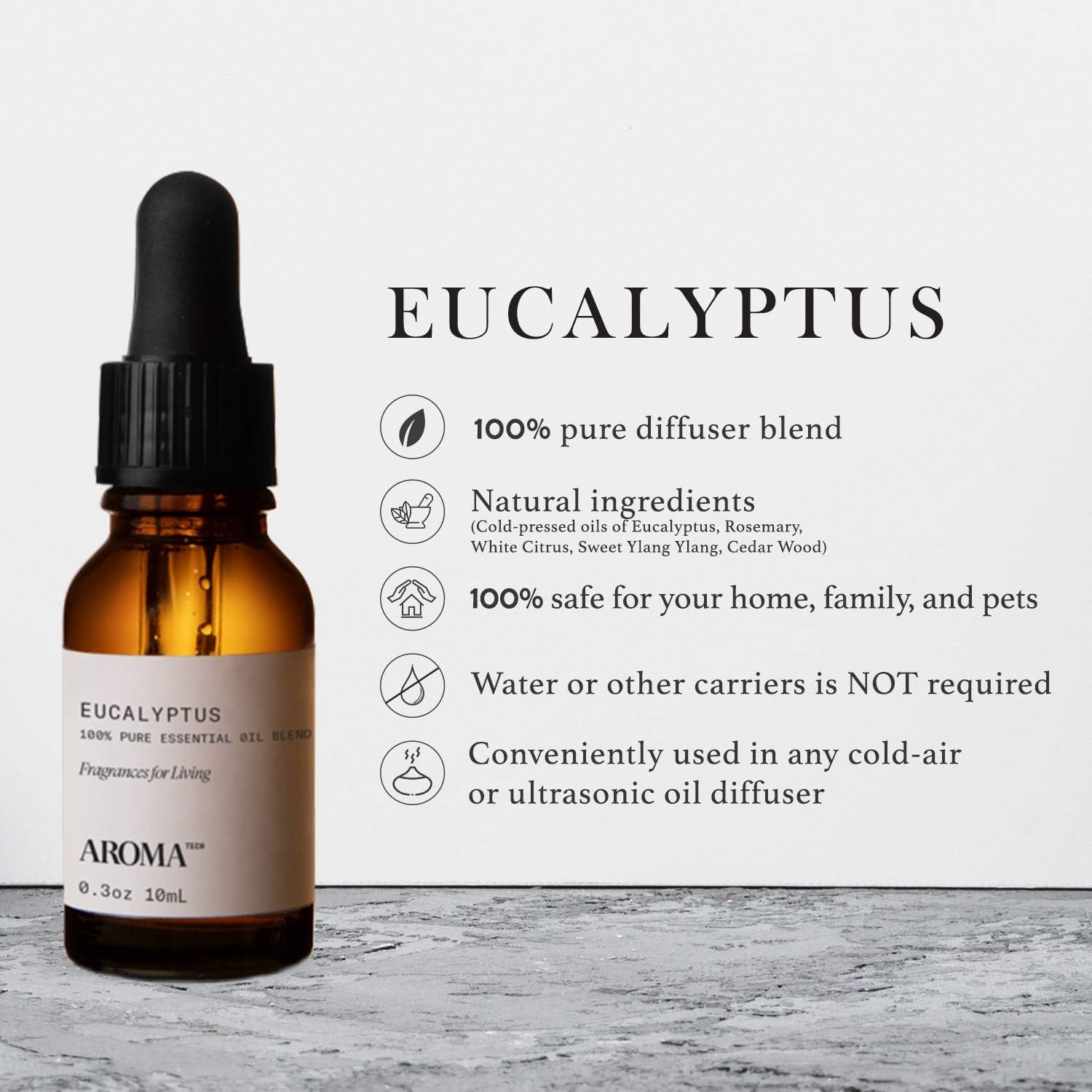 AromaTech Aceite esencial puro de eucalipto – 0.3 fl oz