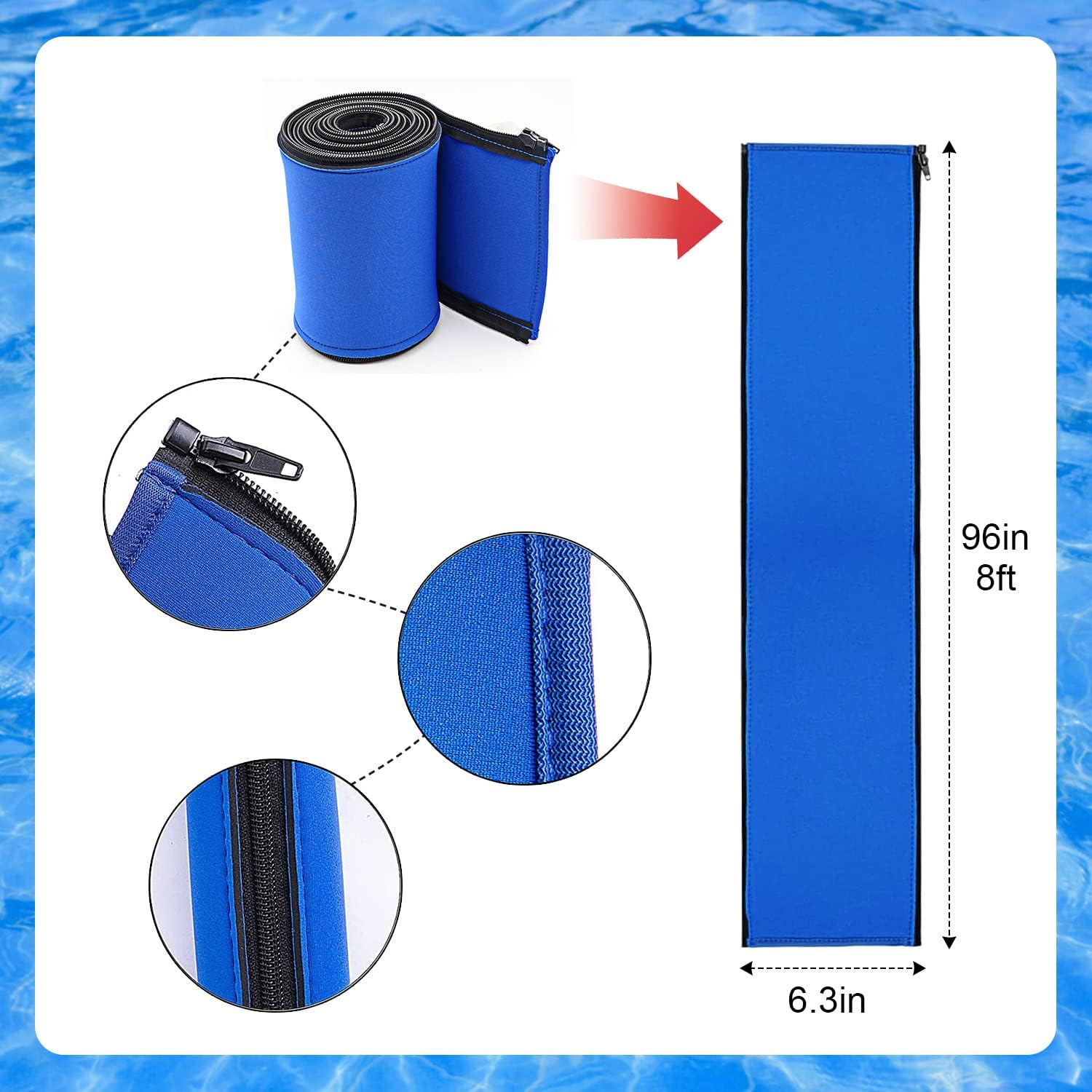 Funda para pasamanos de piscina, fundas para barandillas de mano, funda de agarre de seguridad con cremallera para piscina, asas de escalera