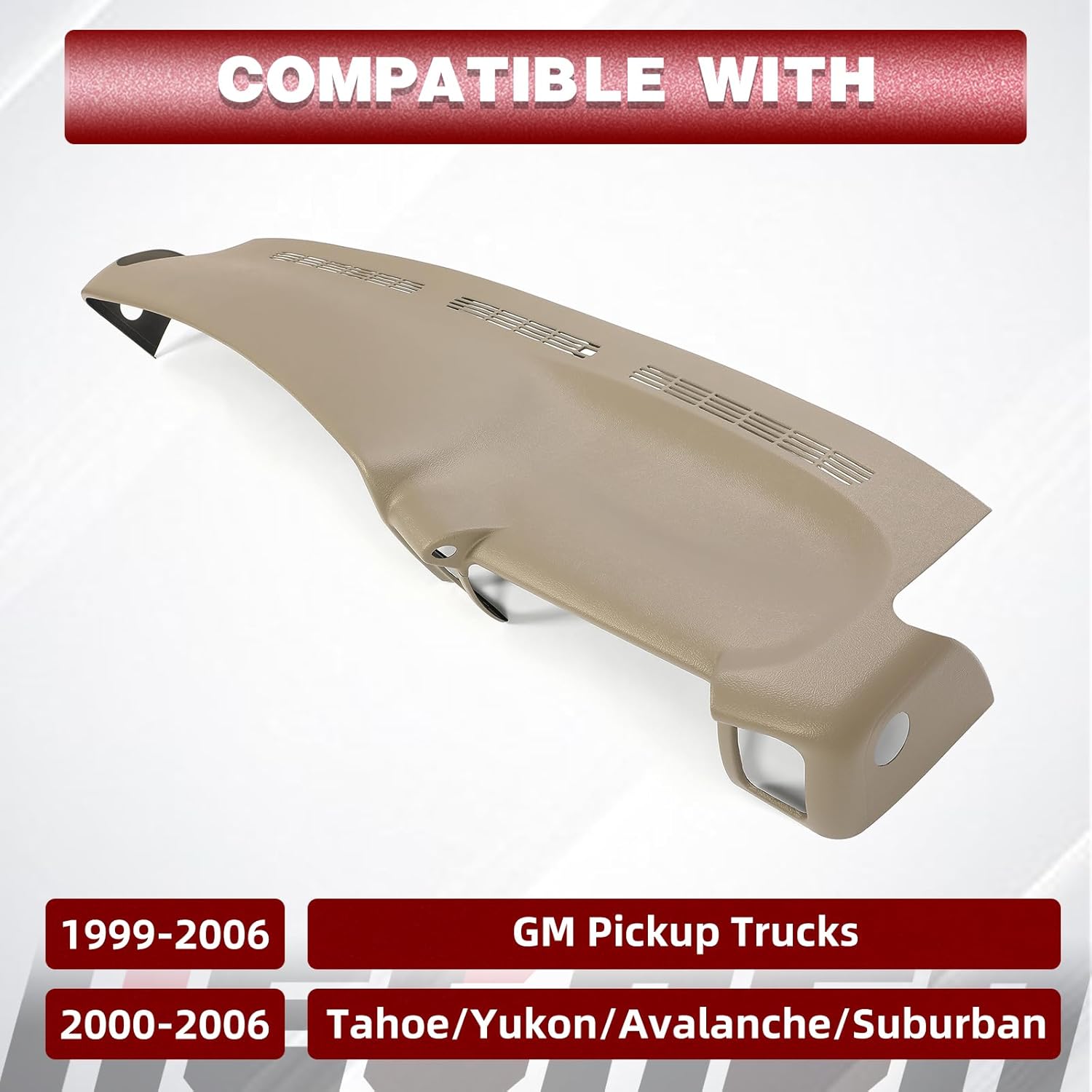 HECASA Cubierta de tablero compatible con camionetas GM 1999-2006 Tahoe Yukon Avalanche Suburban ABS pintado de plástico marrón claro claro cubierta