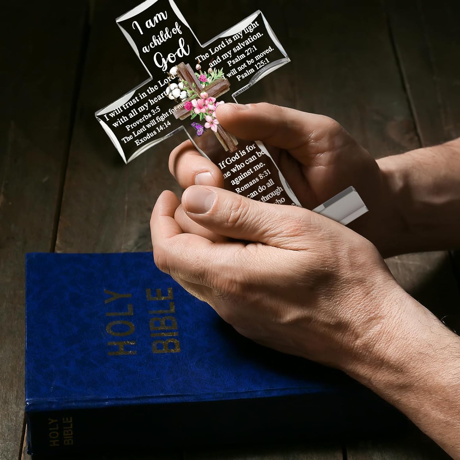 Regalos inspiradores de cruz cristiana de acrílico con versículos de la Biblia y oraciones, girasol, regalos religiosos de las Escrituras para
