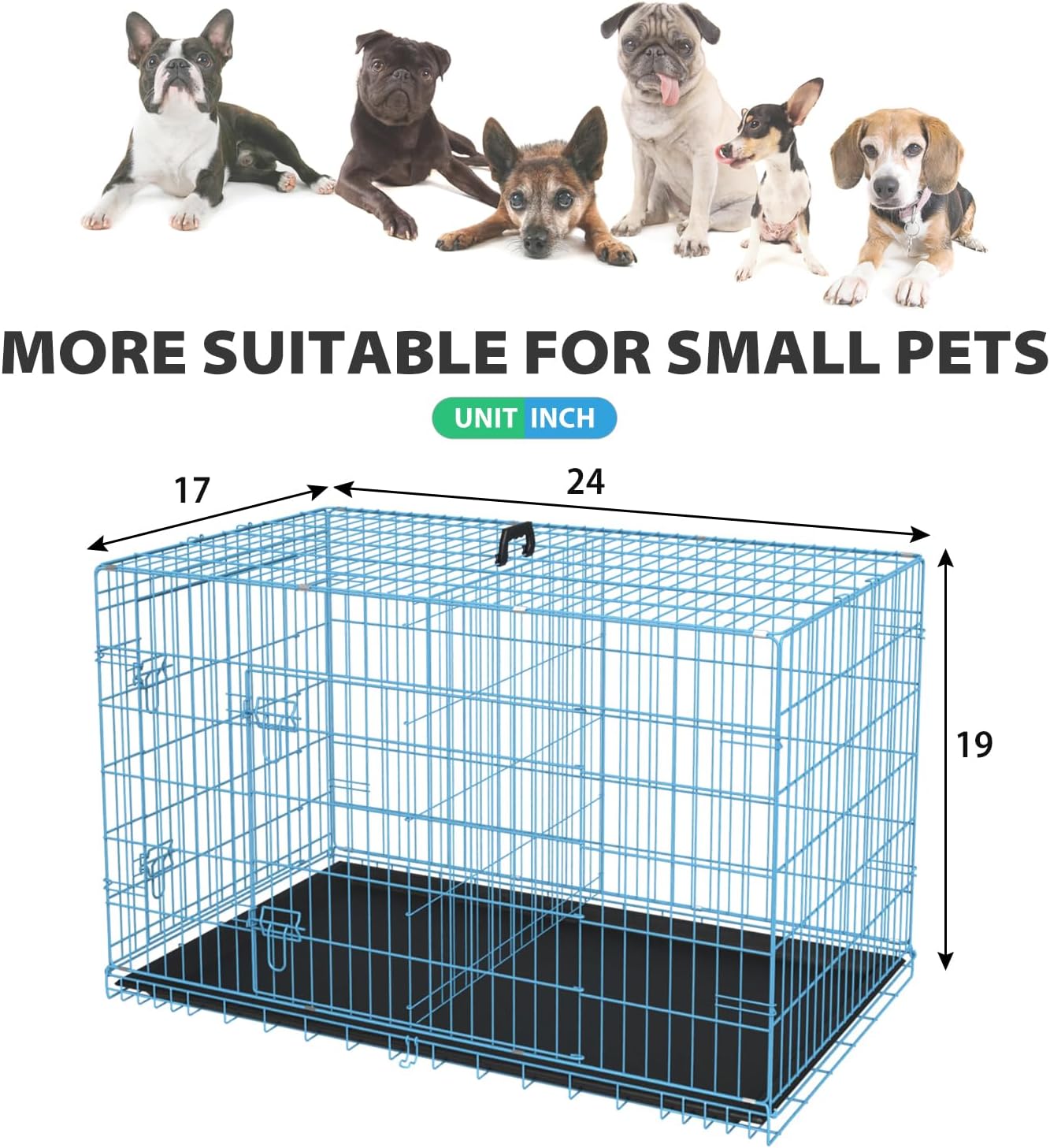 Petmate – Jaulas plegables de alambre de metal, de 24 pulgadas, para perros grandes, para exteriores e interiores, con doble puerta, bandeja