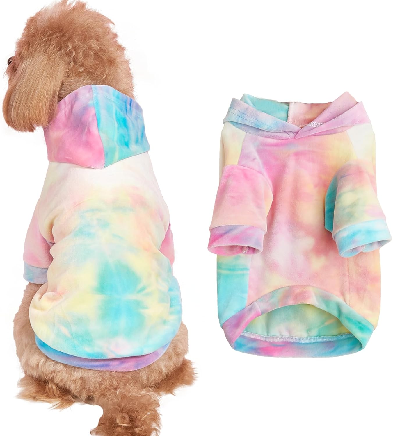 Sudadera con capucha para perro, teñido anudado, para cachorros, abrigo para clima frío, ropa para mascotas para perros y gatos