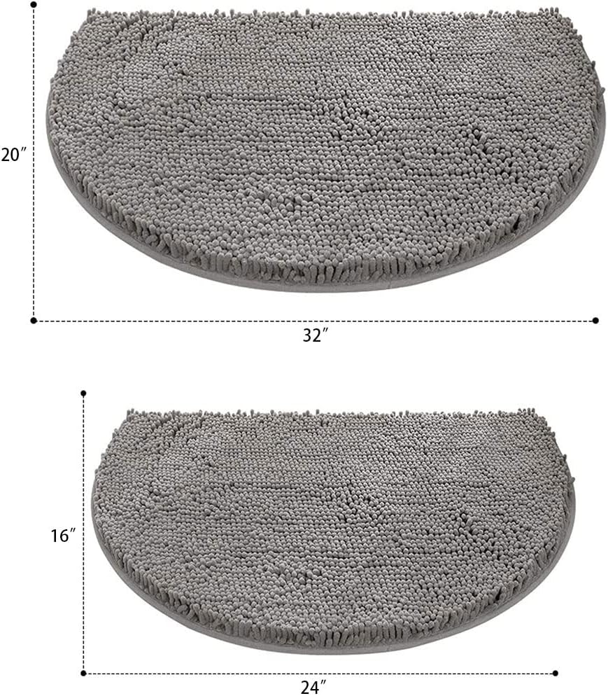 Tapete de baño absorbente de semicírculos, felpilla suave y gruesa, antideslizante, lavable a máquina, se seca rápidamente, tapete para pies peludos