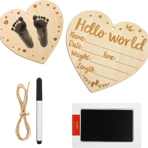 NQEUEPN Letrero de anuncio de nacimiento de madera con forma de corazón para recién nacido, letrero de anuncio de nacimiento de bebé con marcador de NQEUEPN Letrero de anuncio de nacimiento de madera con forma de corazón para recién nacido, letrero de anuncio de nacimiento de bebé con marcador de