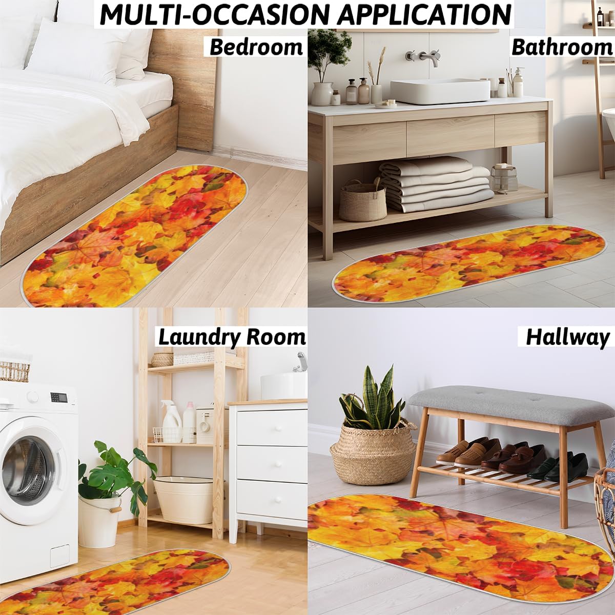Autumn Maples Memory Foam Bathroom Rug Runner Soft Cozy Bath Rug Water Absorbent Non-Slip Bathroom Mat Thick Velvet Shower Mat Bath Mat for Bathroom