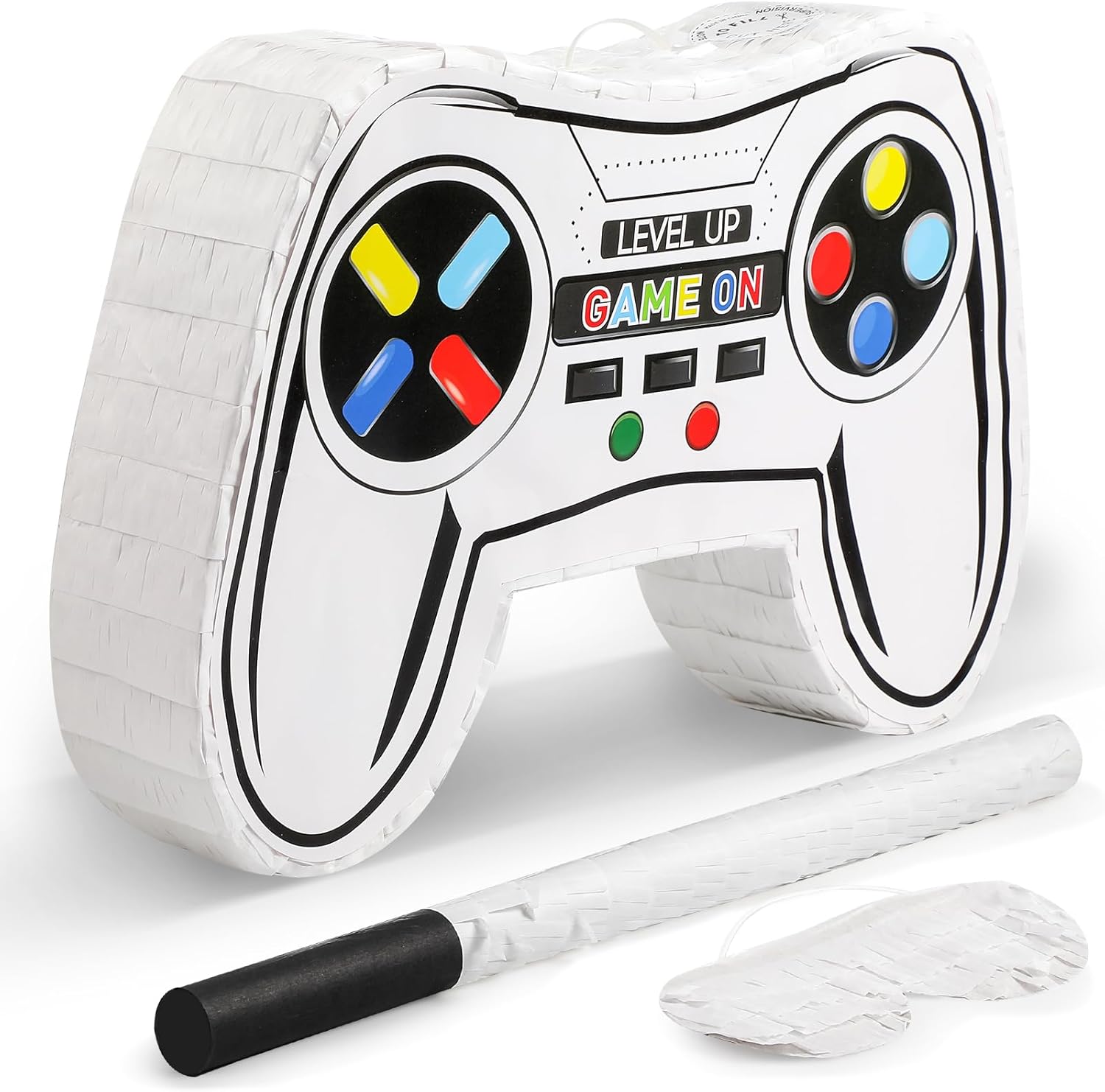 Paquete de piñata de controlador de videojuegos, juego de piñata con venda y murciélago para niños, suministros de fiesta de cumpleaños para niños,