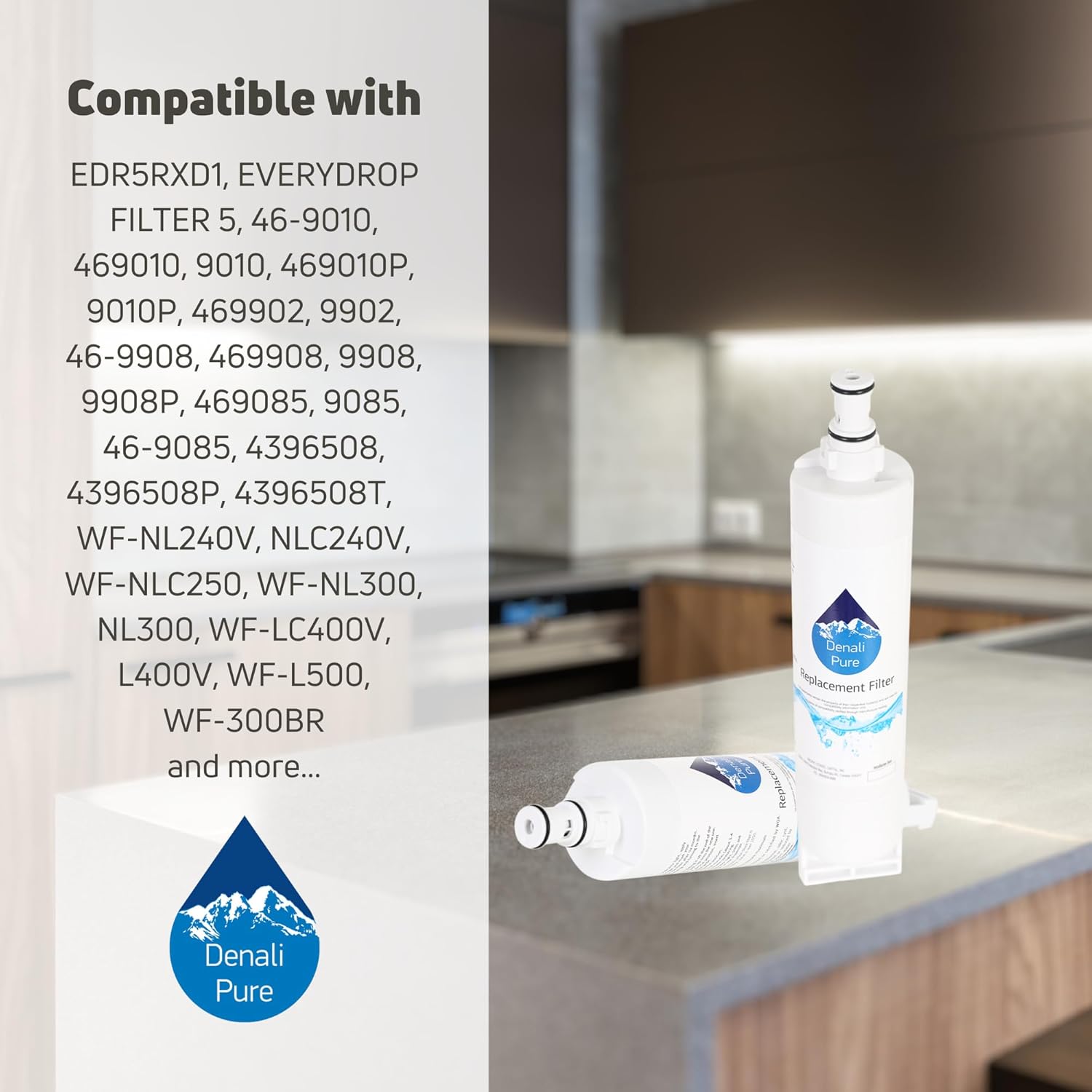 2-PackWhirlpool ed25qfxhn02Frigorífico Filtro de agua de repuesto Cartucho de filtro de agua para nevera Whirlpool 4396508, 4396510COMPATIBLES