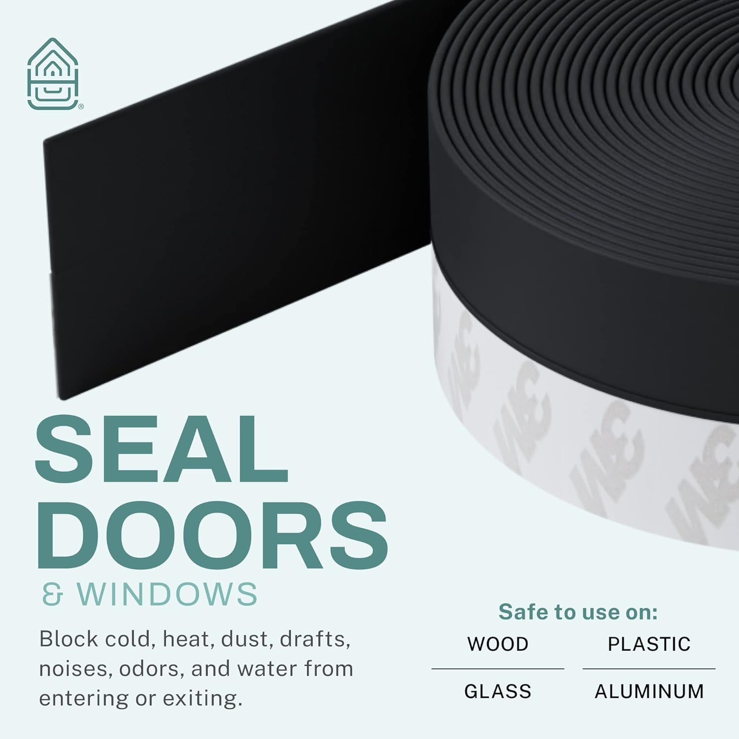 Tira de sellado de silicona autoadhesiva de 33 pies para ventanas, puertas, puertas de ducha de vidrio, burlete de puerta corrediza, tapón de