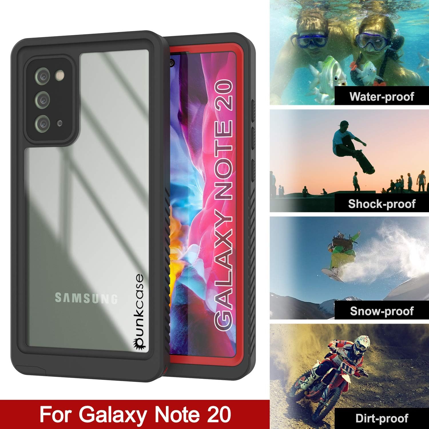 Punkcase Funda impermeable Note 20 Serie Extrema ajuste delgado certificado IP68 a prueba de golpes a prueba de suciedad a prueba de nieve cubierta