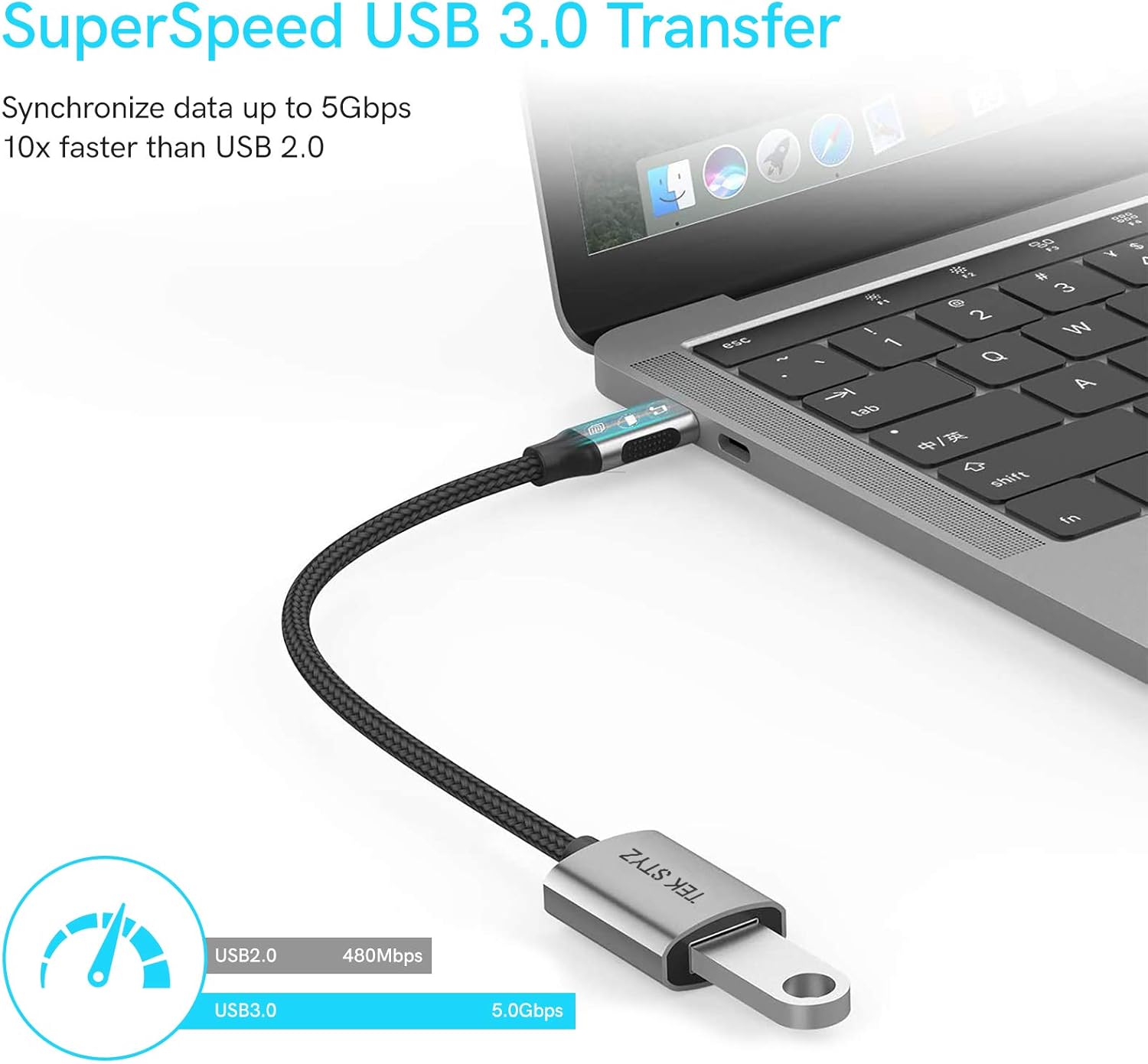 Tek Styz USB-C USB 3.0 adaptador funciona para Samsung Galaxy S8 OTG Tipo-CPD macho USB 3.0 convertidor hembra. (5 Gbps)