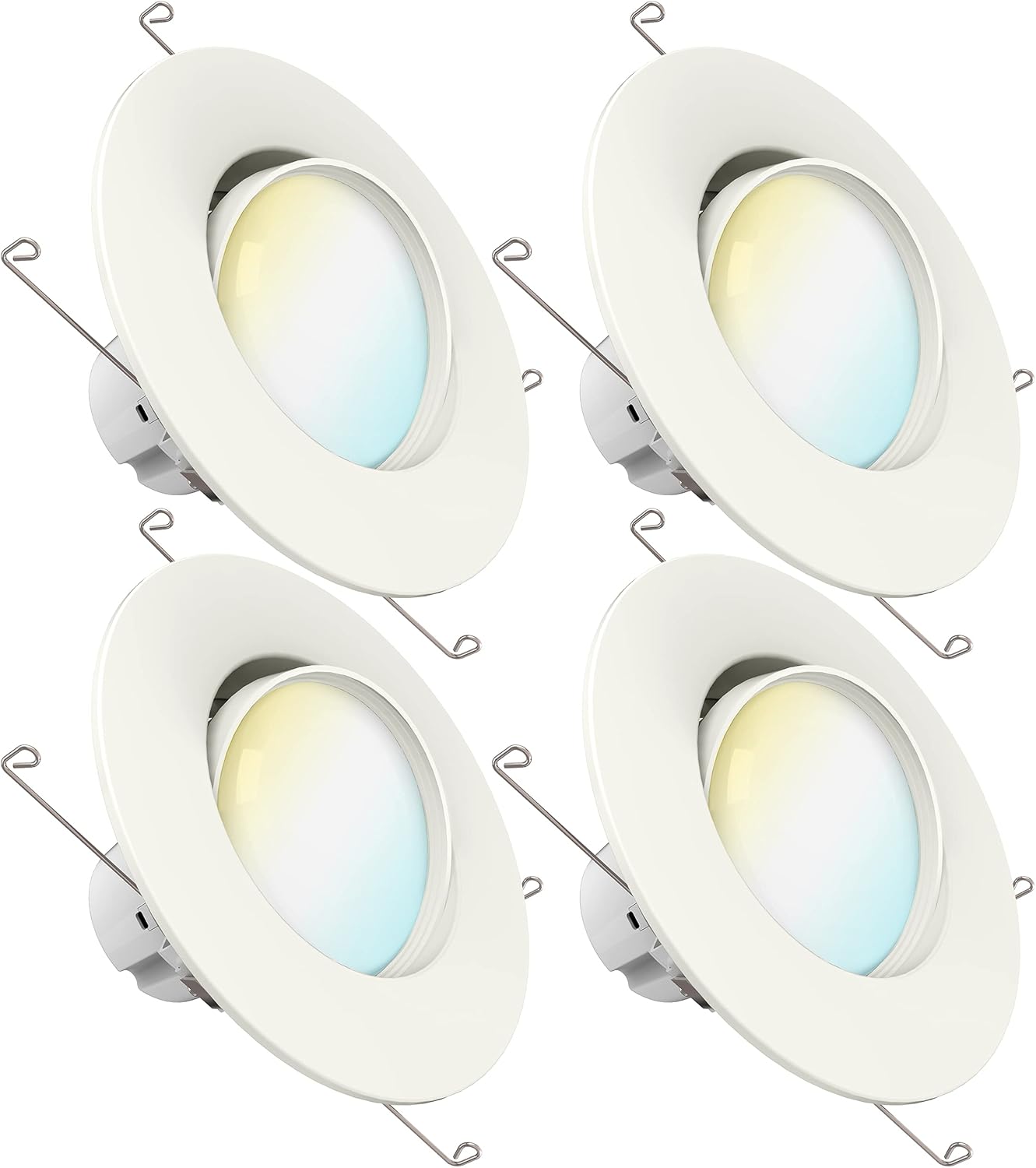 Sunco – Paquete de 4 luces LED para latas, cardán retrofit de globo ocular de 56 pulgadas, luces empotrables regulables de 12 W  60 W, 5 colores