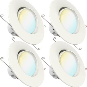 Sunco – Paquete de 4 luces LED para latas, cardán retrofit de globo ocular de 56 pulgadas, luces empotrables regulables de 12 W  60 W, 5 colores Sunco – Paquete de 4 luces LED para latas, cardán retrofit de globo ocular de 56 pulgadas, luces empotrables regulables de 12 W  60 W, 5 colores