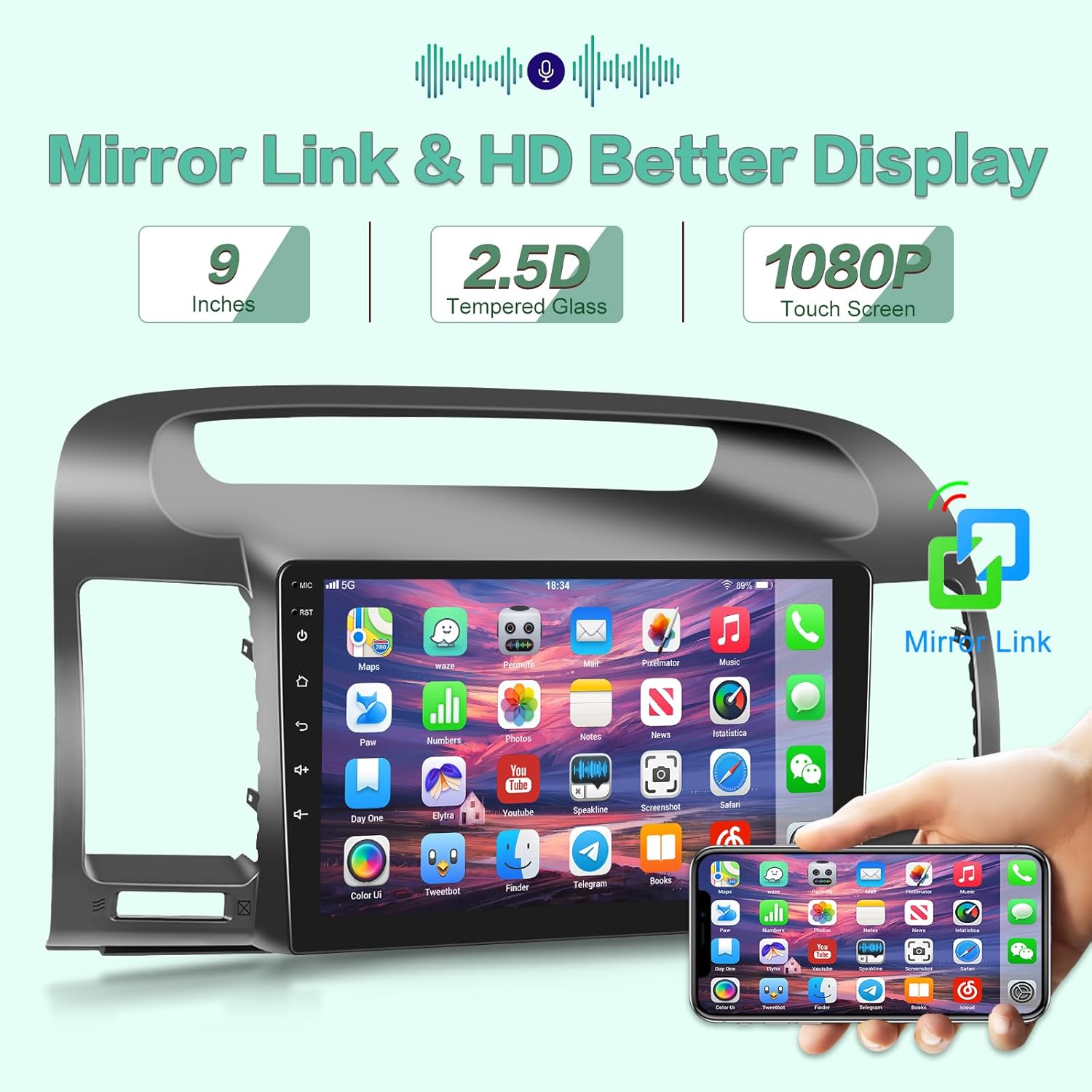 2G+64G Android 13 Radio de coche para Toyota Camry 2000 2001 2002 2003 2004 2005 2006, pantalla táctil estéreo de 9 pulgadas, Apple CarplayAndroid