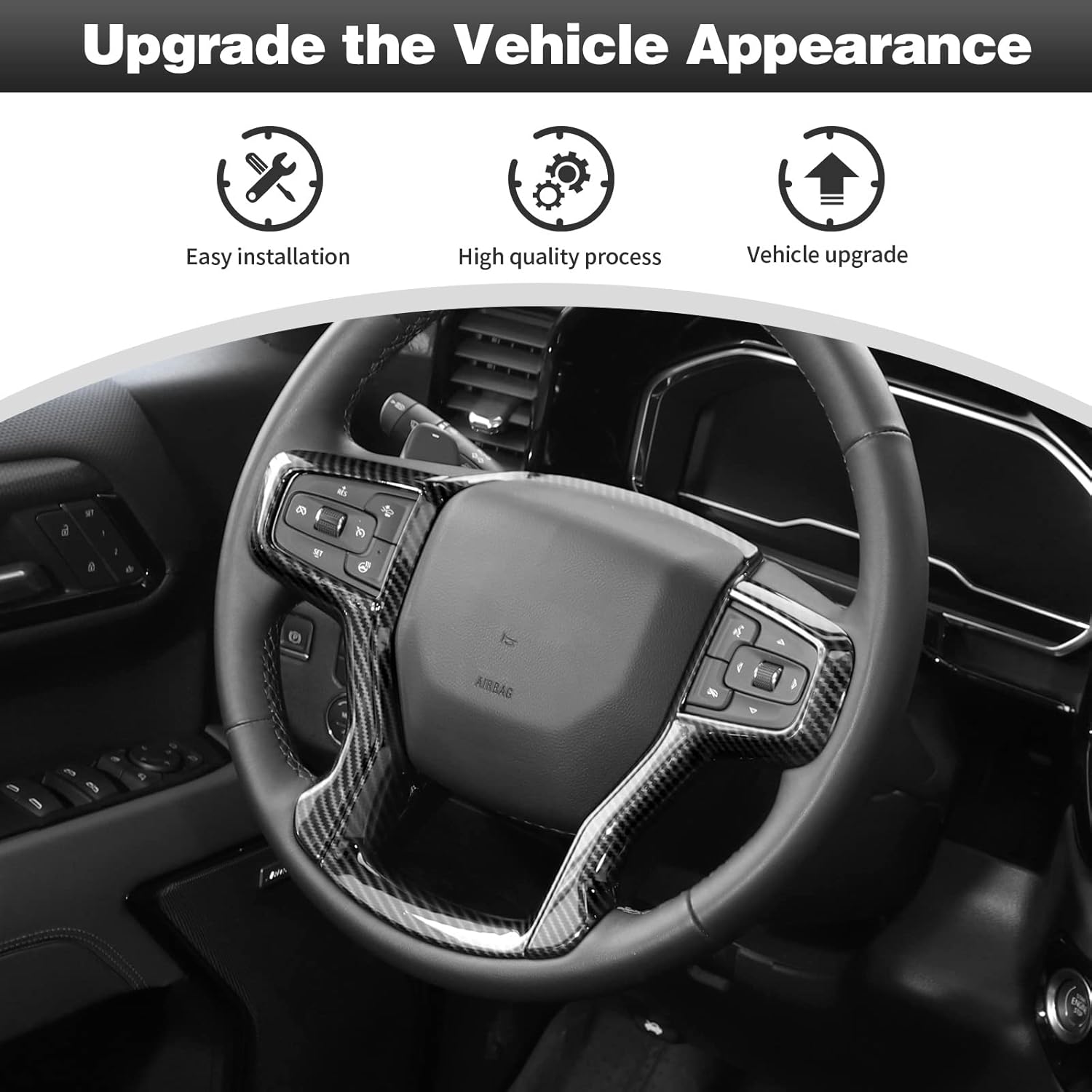 CheroCar Fundas para volante, accesorios interiores para Chevrolet Suburban 2020-2023, para Chevrolet Tahoe 2021-2023, para Chevrolet Silverodo
