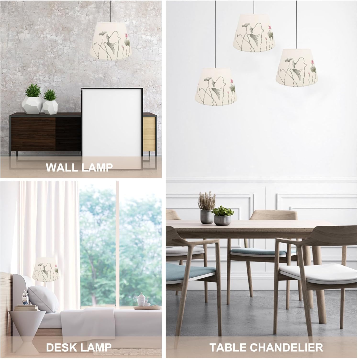 OSALADI Lámpara de tela para lámpara de mesa, pantalla de metal, blanco, estilo chino, lámpara de noche, pantalla decorativa
