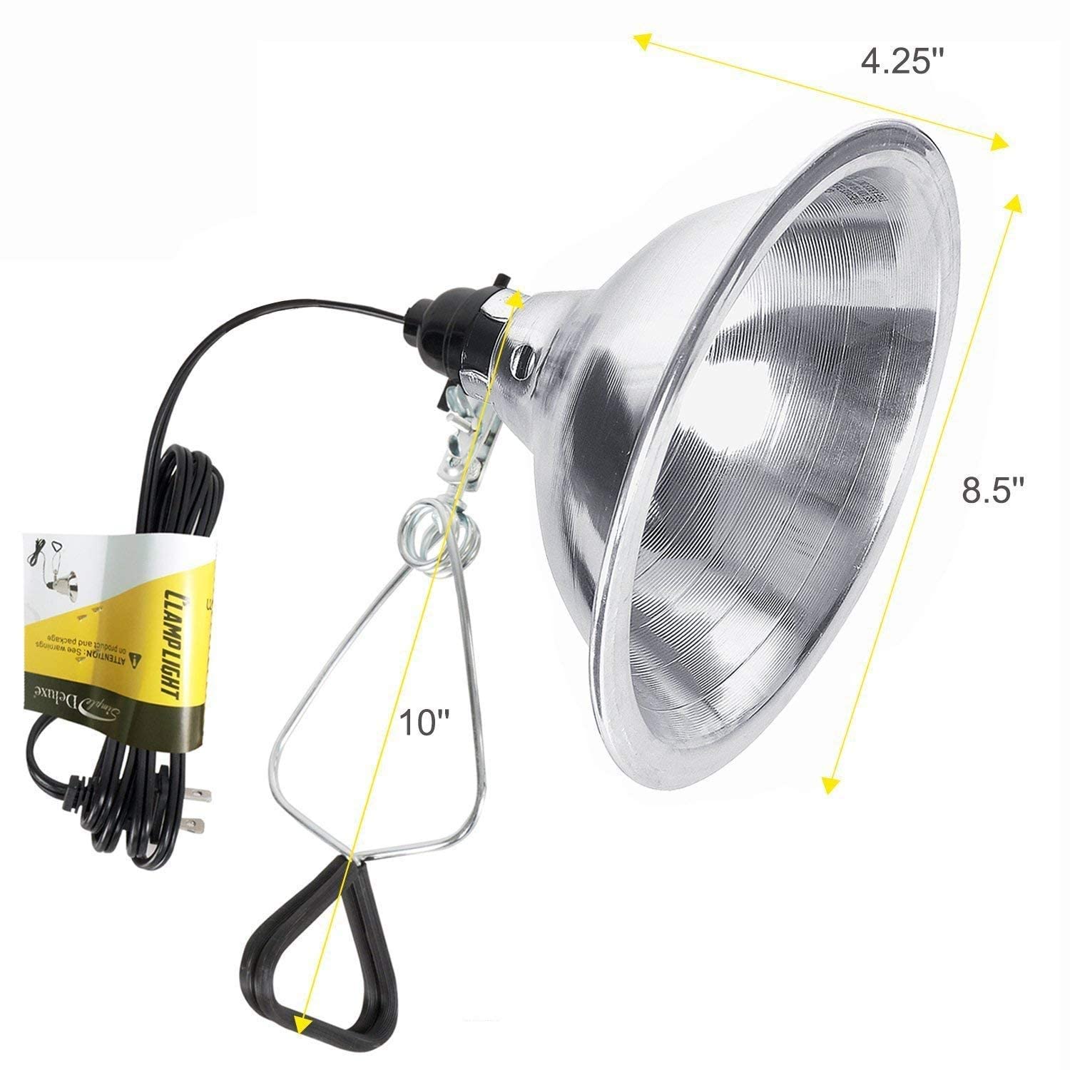 Simple Deluxe Enchufe de luz de abrazadera con reflector de aluminio de 8.5 pulgadas, apto para lámpara de máximo 150 W (sin bombilla incluida) con