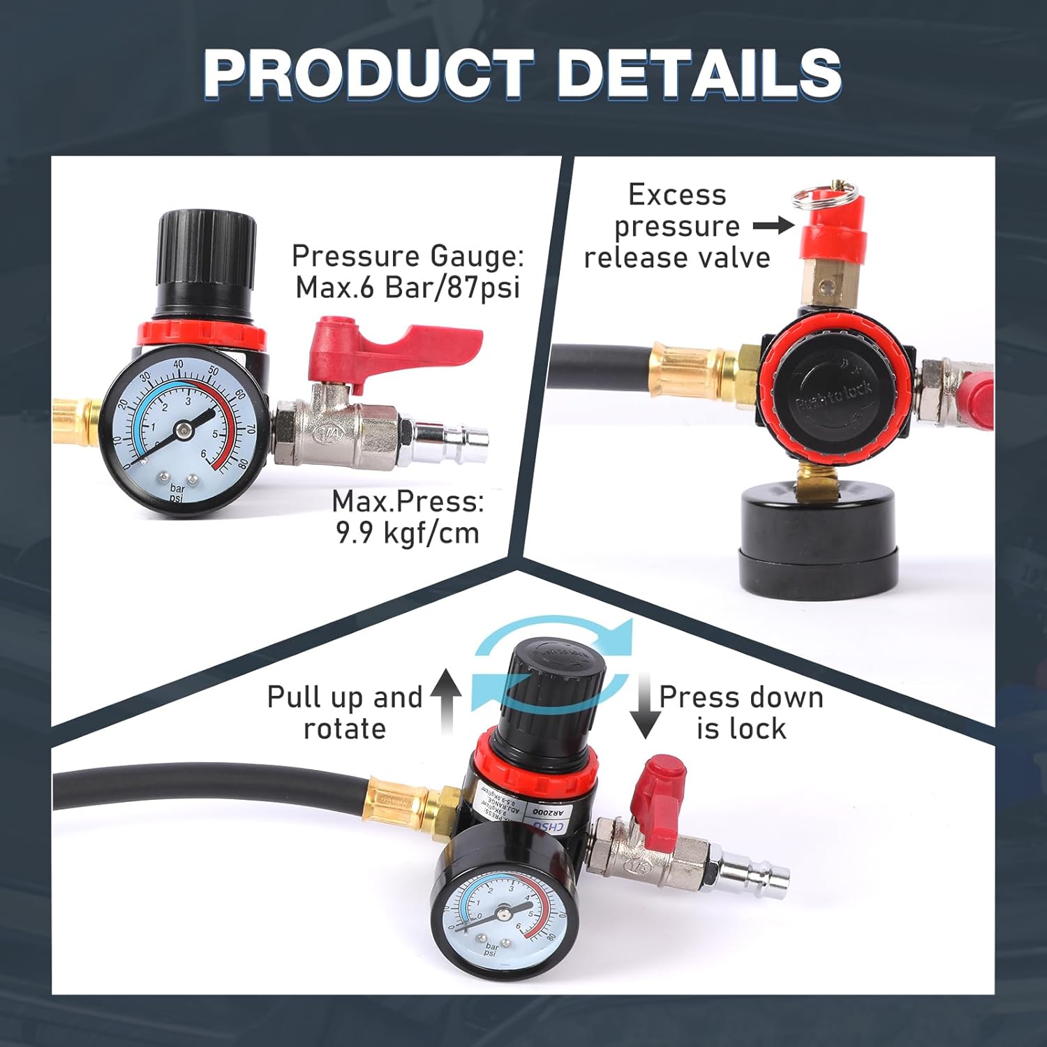 Kit de probador de fugas de presión de aire turbocompresor, probador de fugas de presión de aire, probador de fugas Turbo Boost con 4 pares de