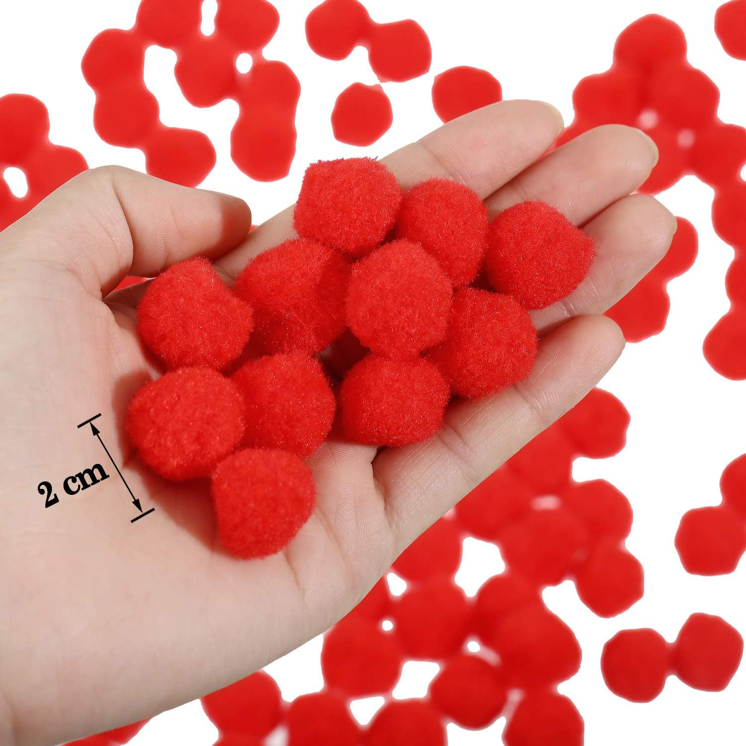 Boao 200 pompones rojos para Halloween, esponjosos, para manualidades, renos, para Navidad, manualidades (0.8 pulgadas)