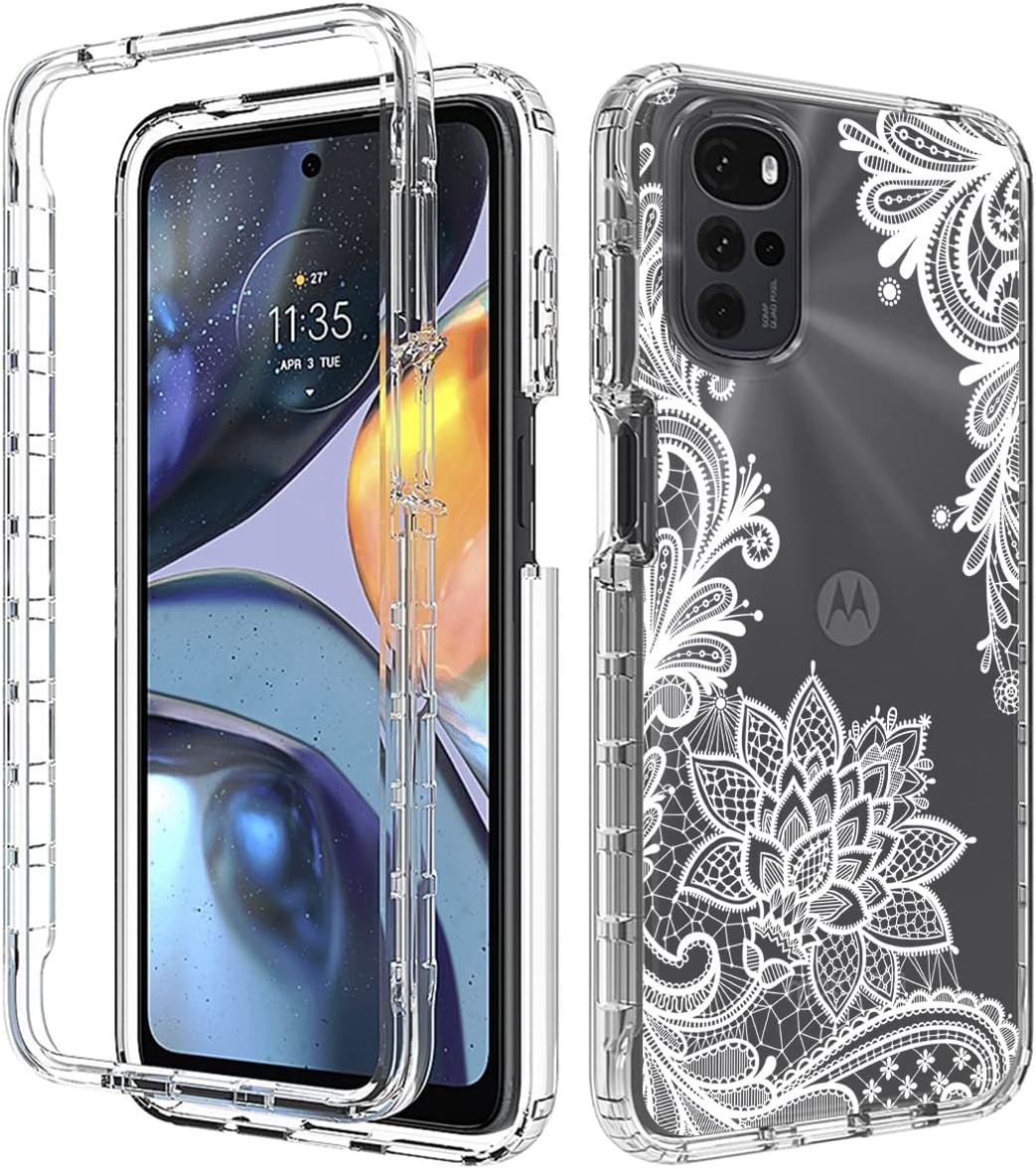 Funda para Moto E32Moto E32SMoto G22 XT2231-2 con protector de pantalla de vidrio templado, bonito diseño de mandala transparente, funda protectora