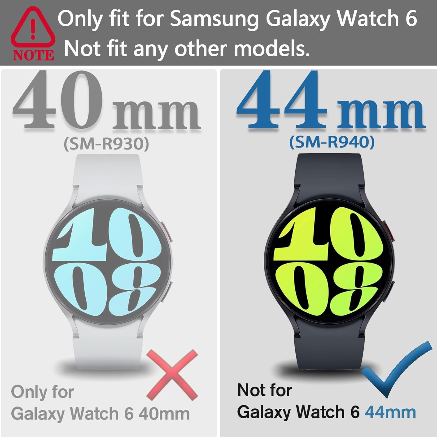 Wugongyan Funda protectora de pantalla compatible con Samsung Galaxy Watch 6 de 1.575 pulgadas, 1.732 pulgadas, flexible y suave, TPU en todo el